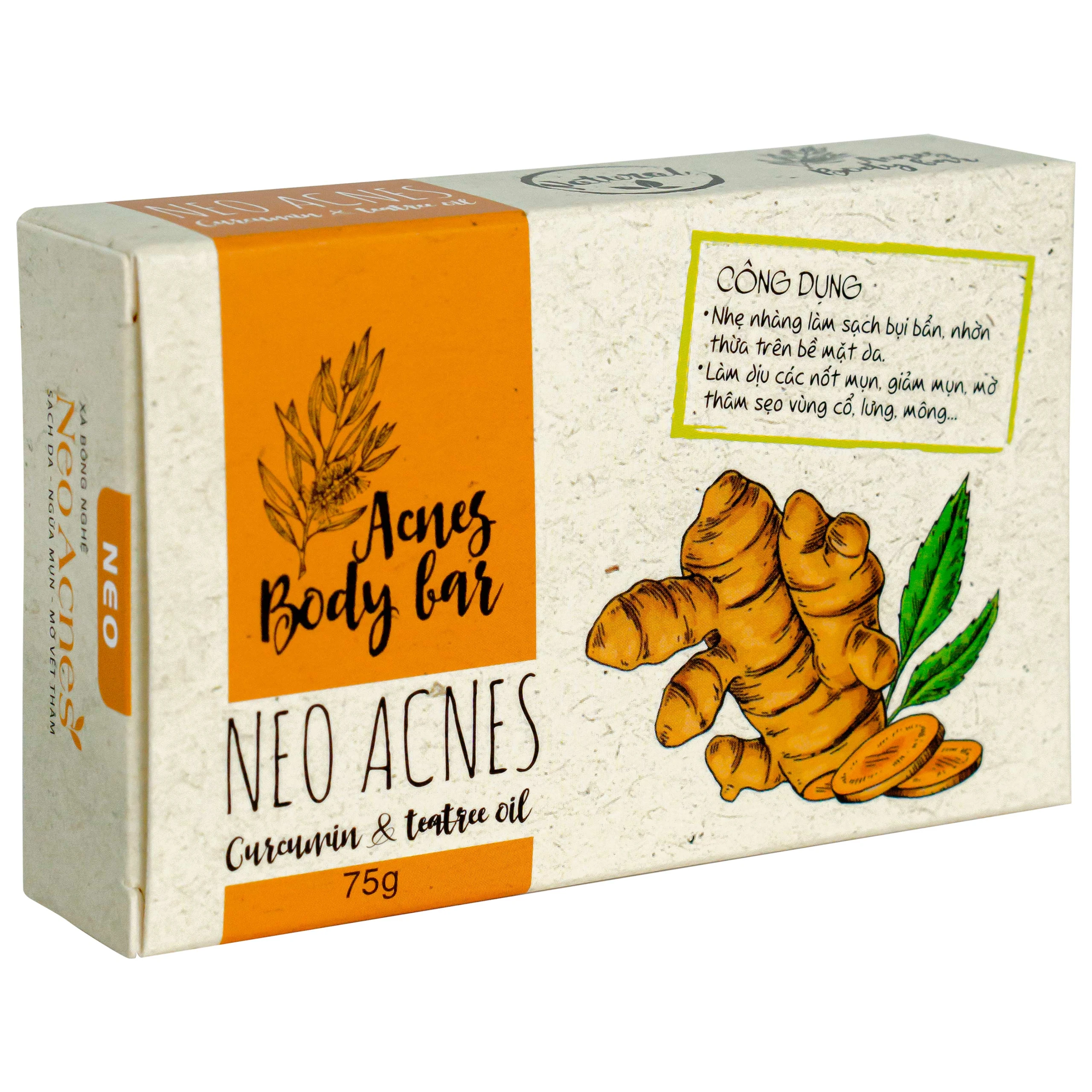 Xà phòng tắm ngừa mụn La Beauty Acnes Body Bar chứa nghệ và tinh chất dầu tràm 75g