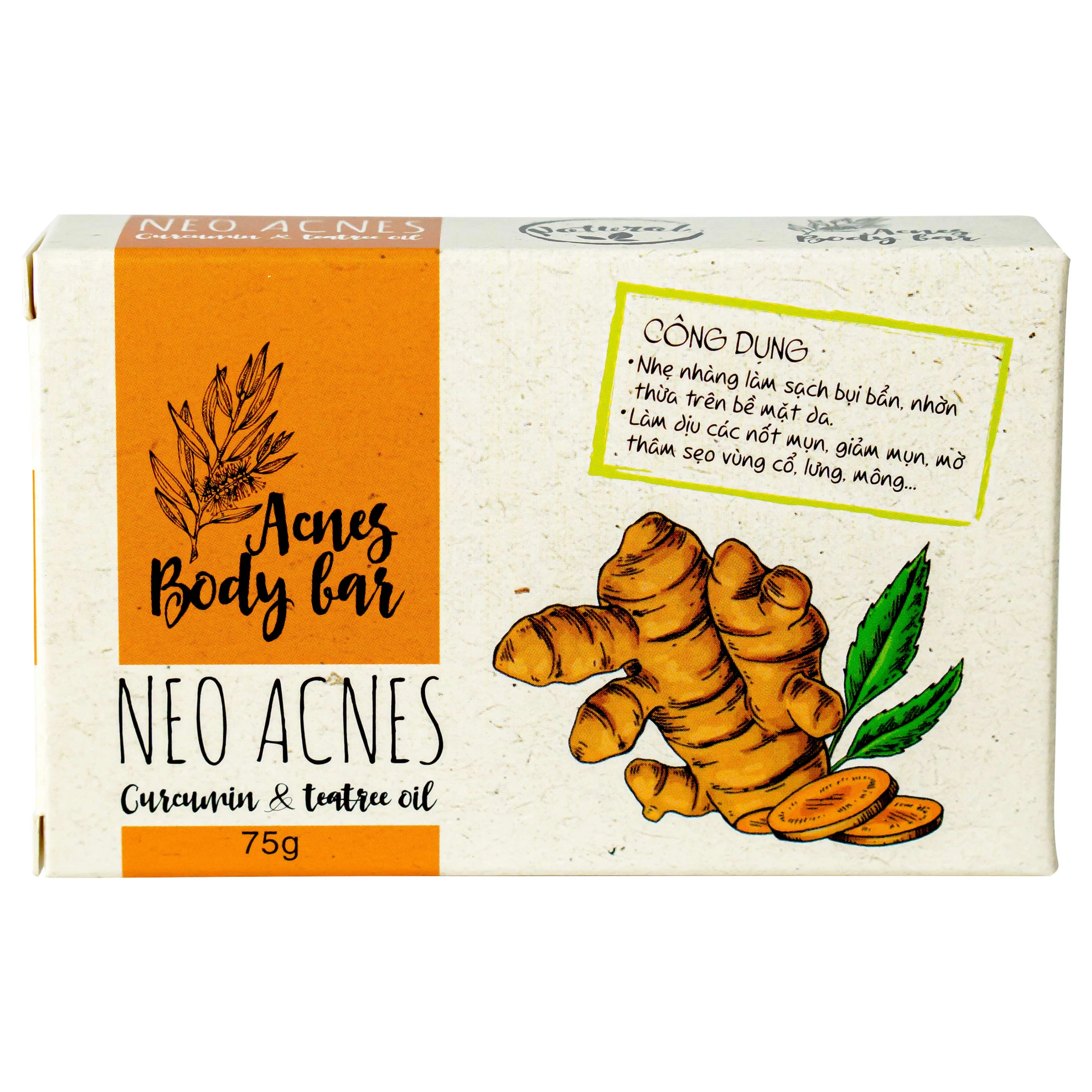 Xà phòng tắm ngừa mụn La Beauty Acnes Body Bar chứa nghệ và tinh chất dầu tràm 75g