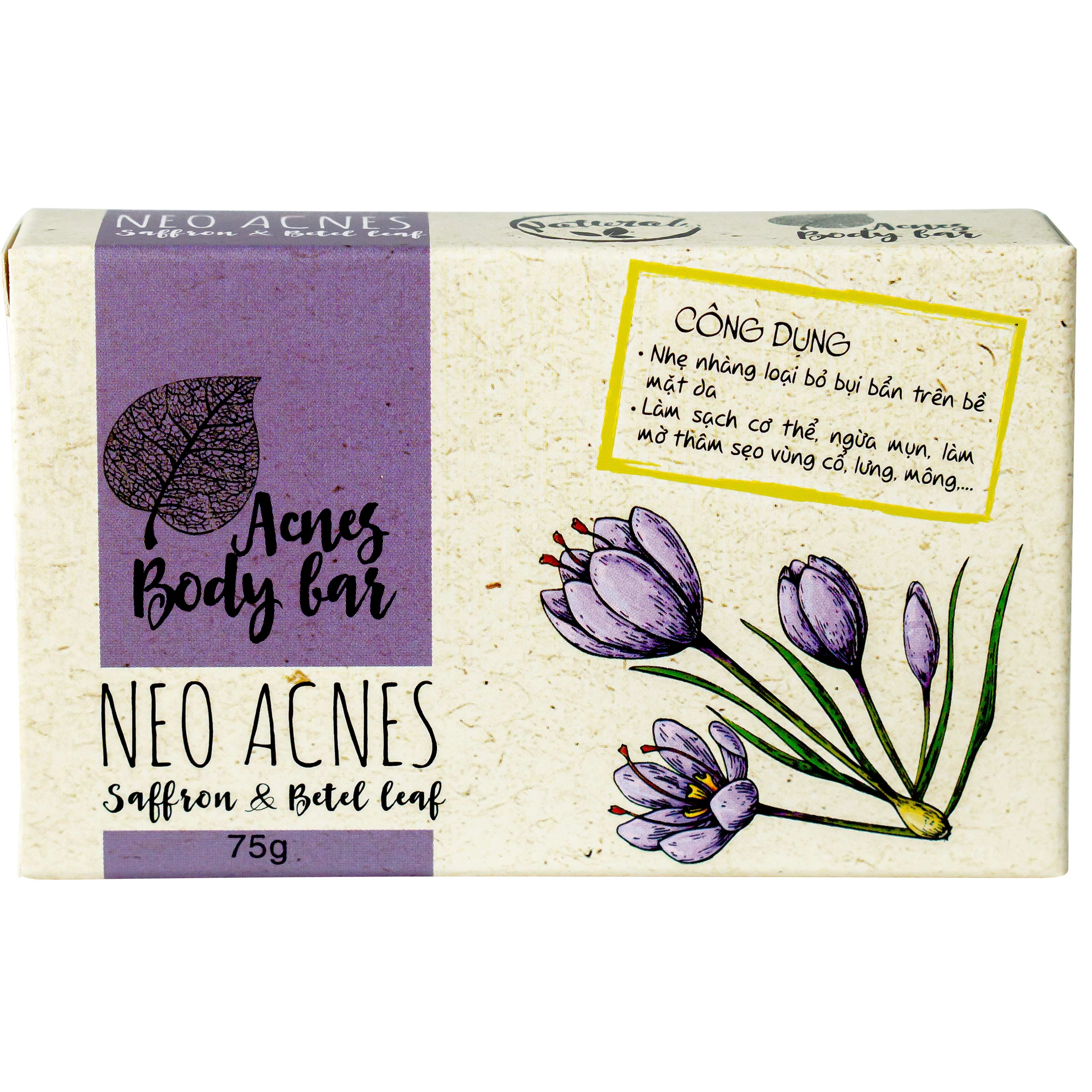 Xà phòng Acnes Body Bar Saffron And Betel Leaf làm sạch da, ngừa mụn, mờ thâm (75g)