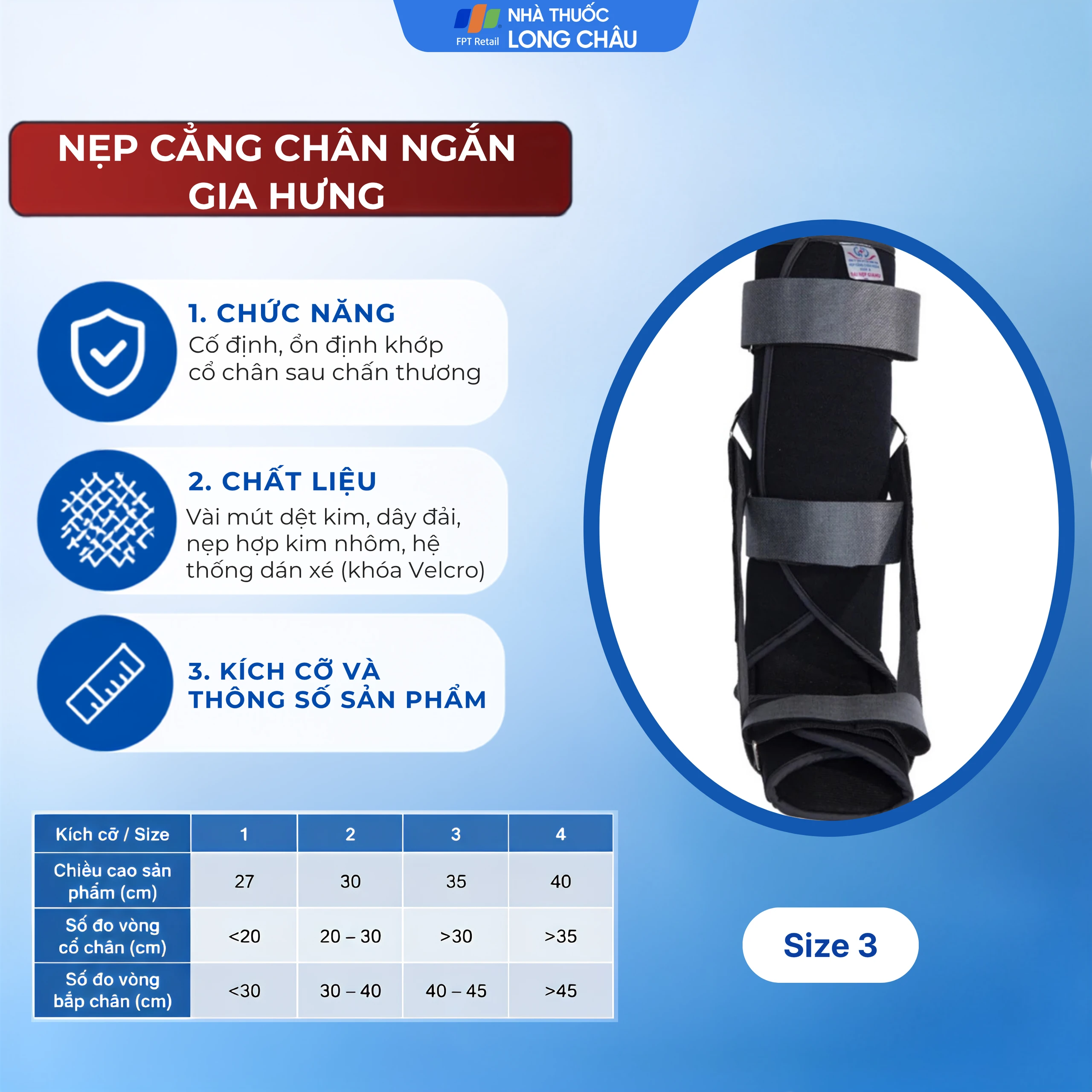 Nẹp cẳng chân ngắn size 3 Gia Hưng 2