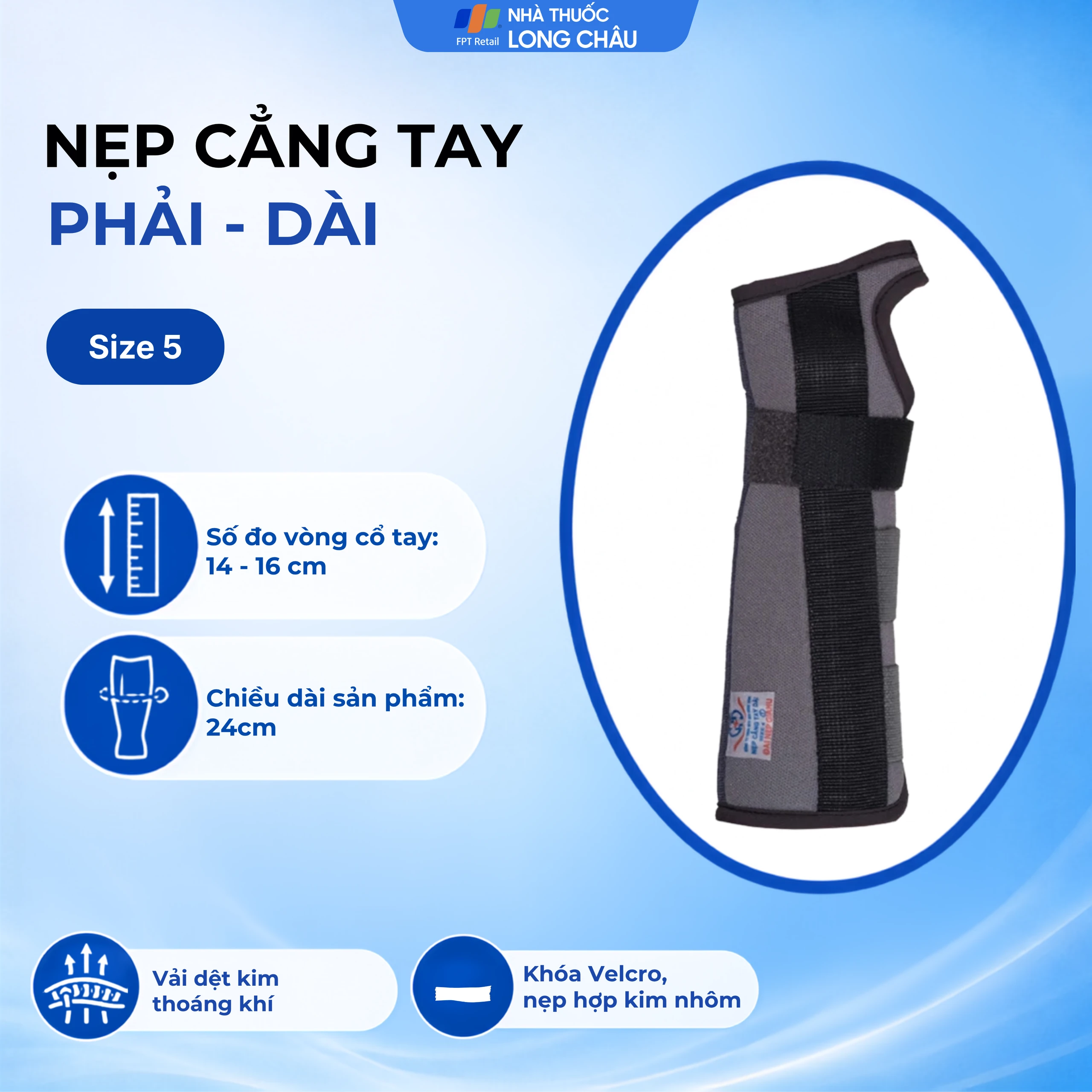 Nẹp cẳng tay phải - dài size 5 Gia Hưng 3