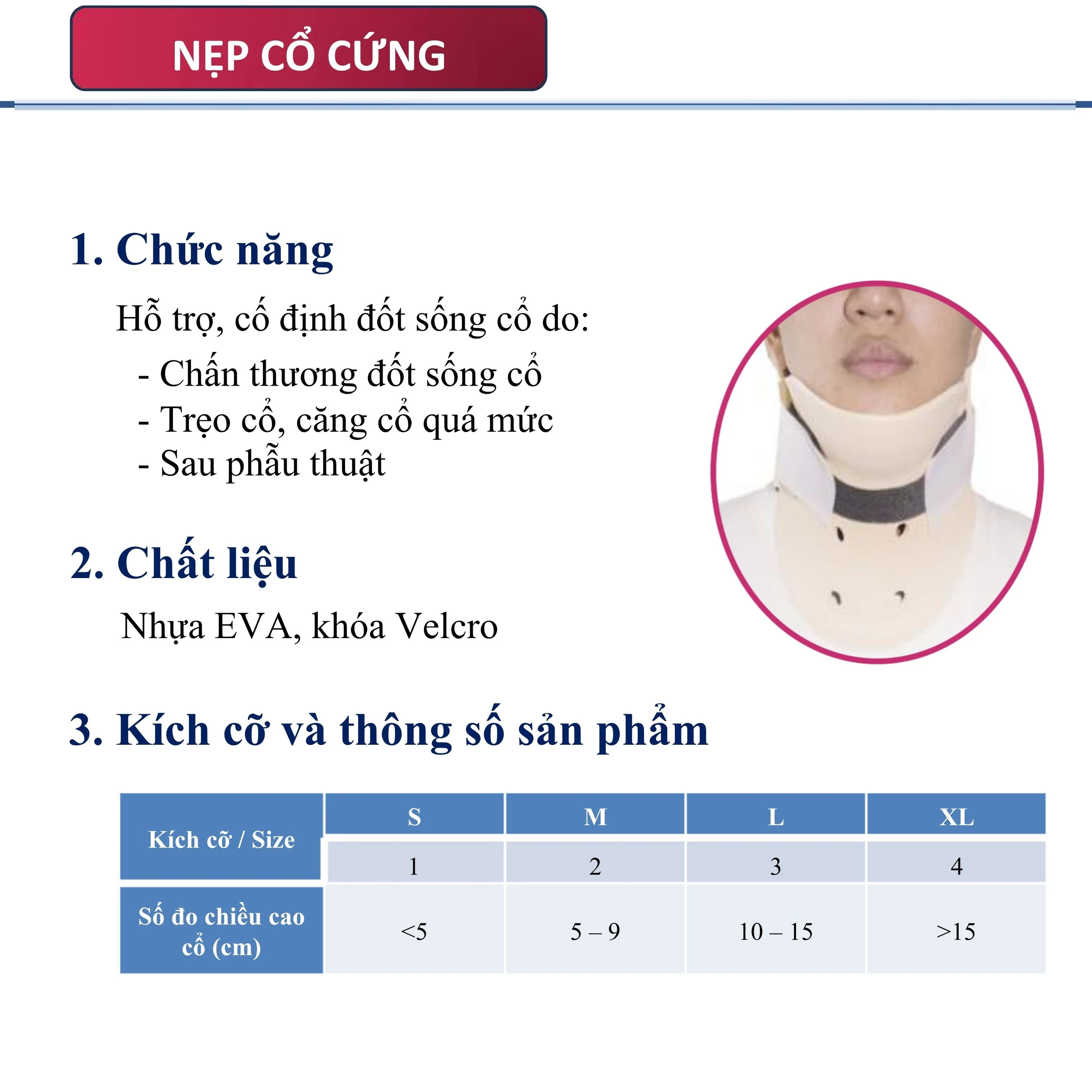 Nẹp cổ cứng size 3 Gia Hưng