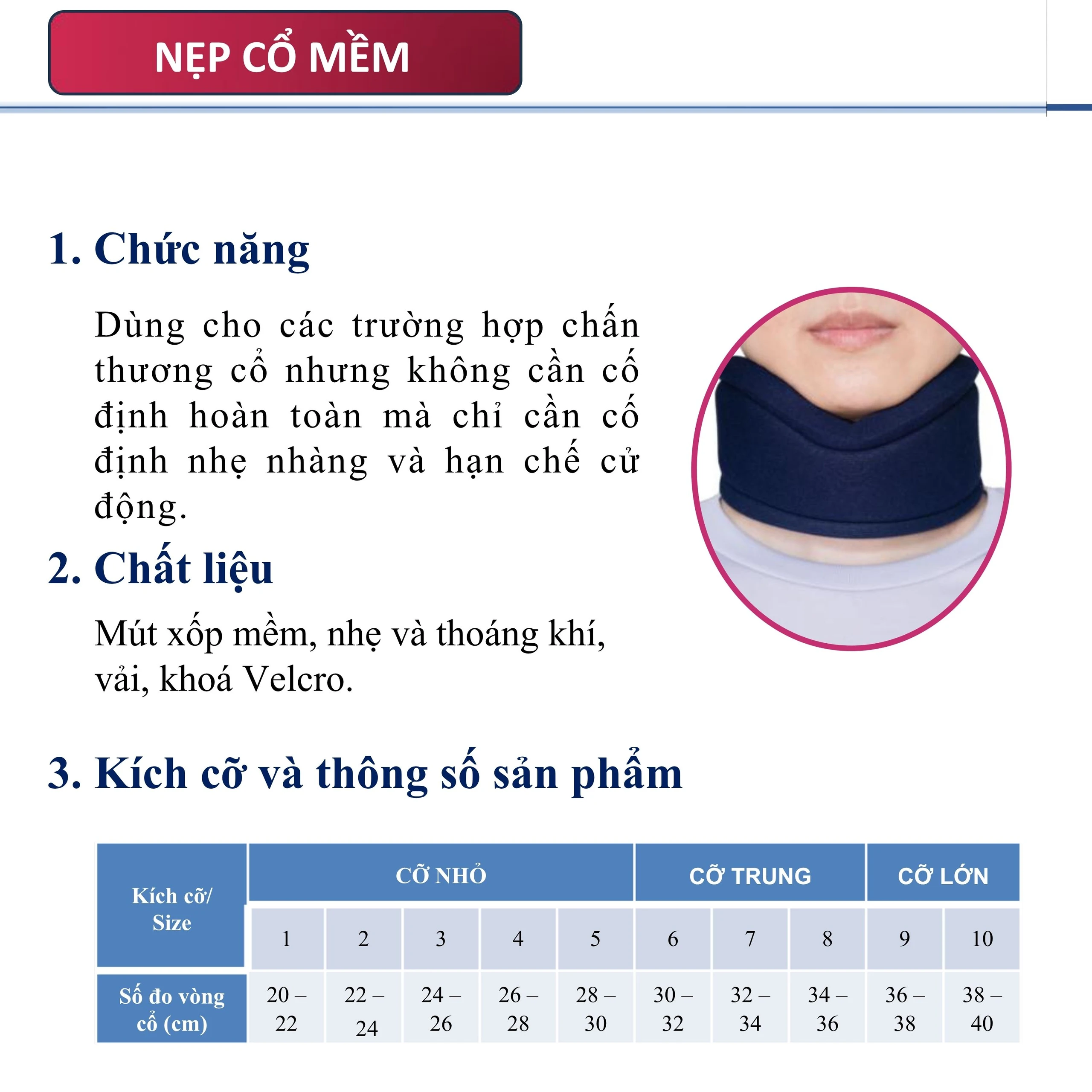 Nẹp cổ mềm size 5 Gia Hưng
