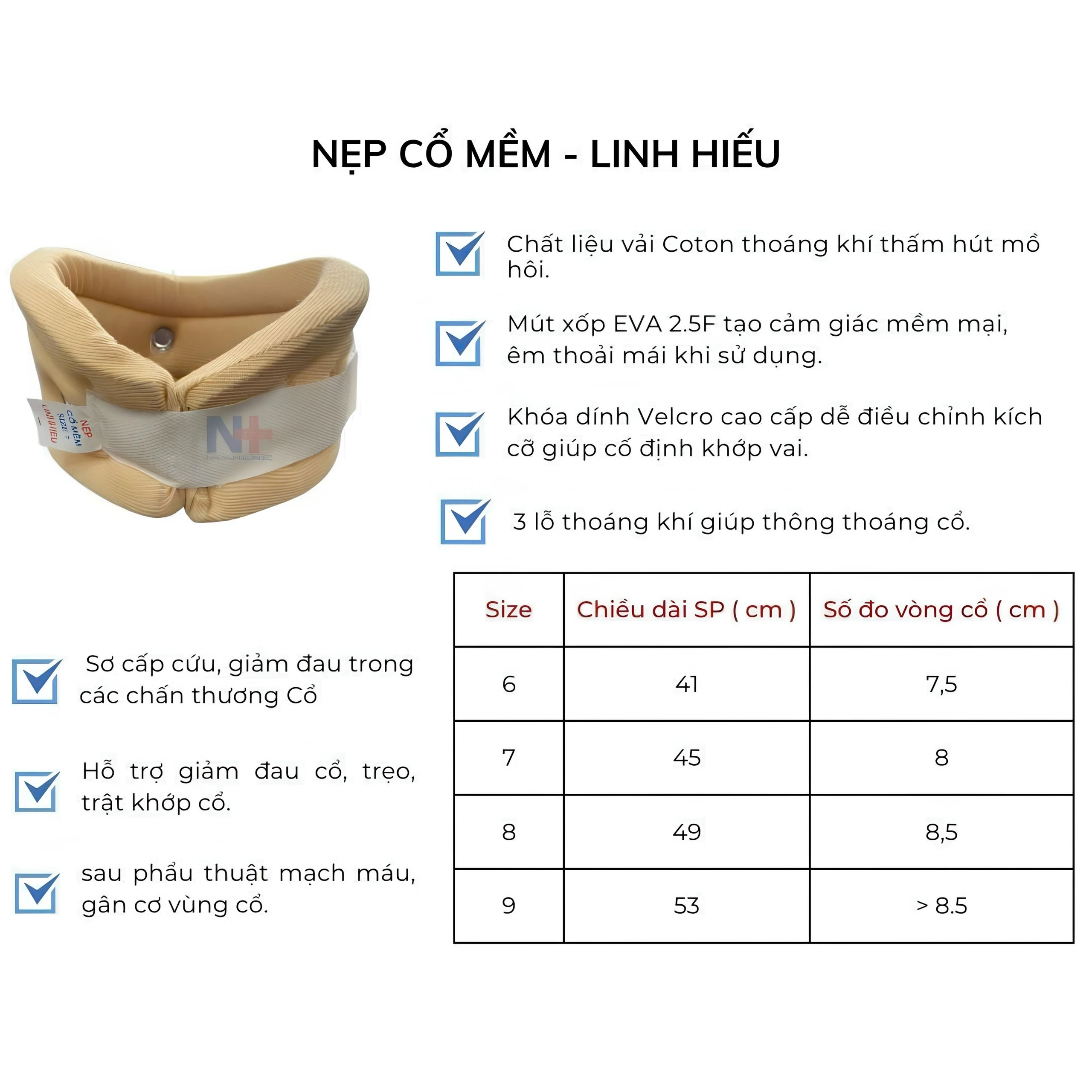 Nẹp cổ mềm size 8 Linh Hiếu
