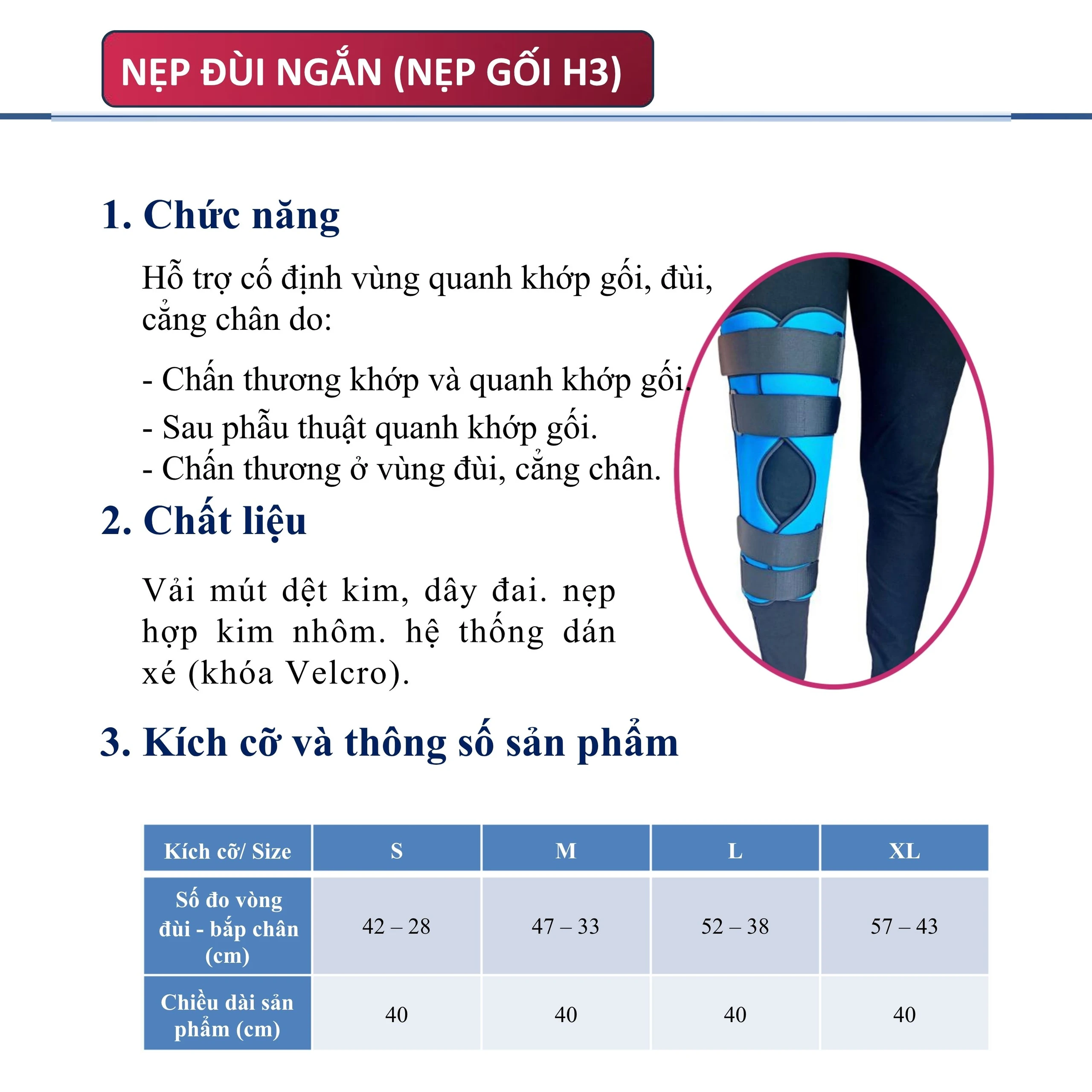 Nẹp đùi ngắn size M Gia Hưng