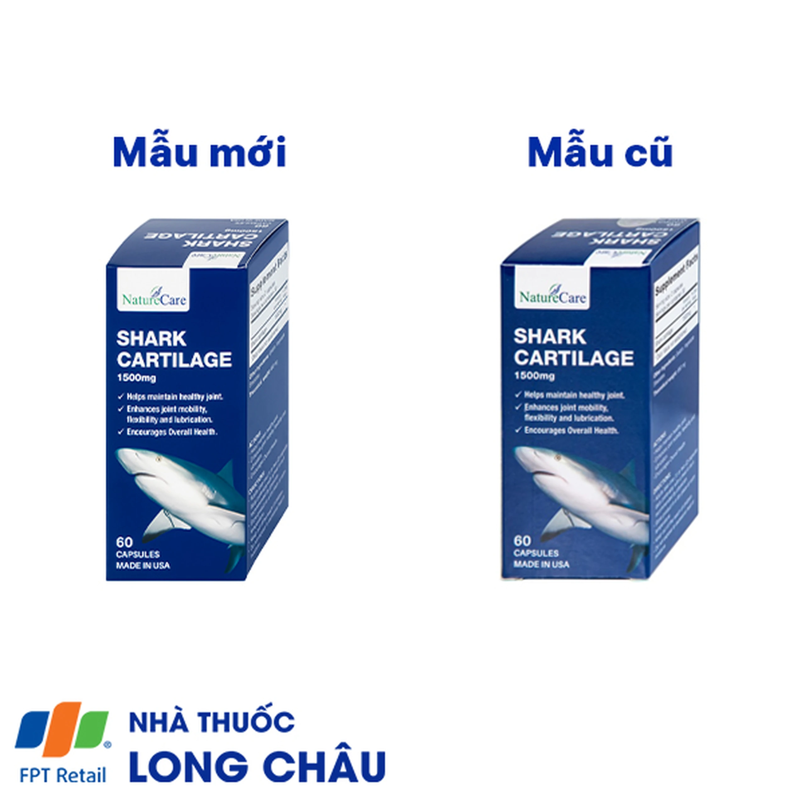 Viên uống hỗ trợ bôi trơn khớp, duy trì sức khỏe của khớp Shark Cartilage NatureCare (60 viên)
