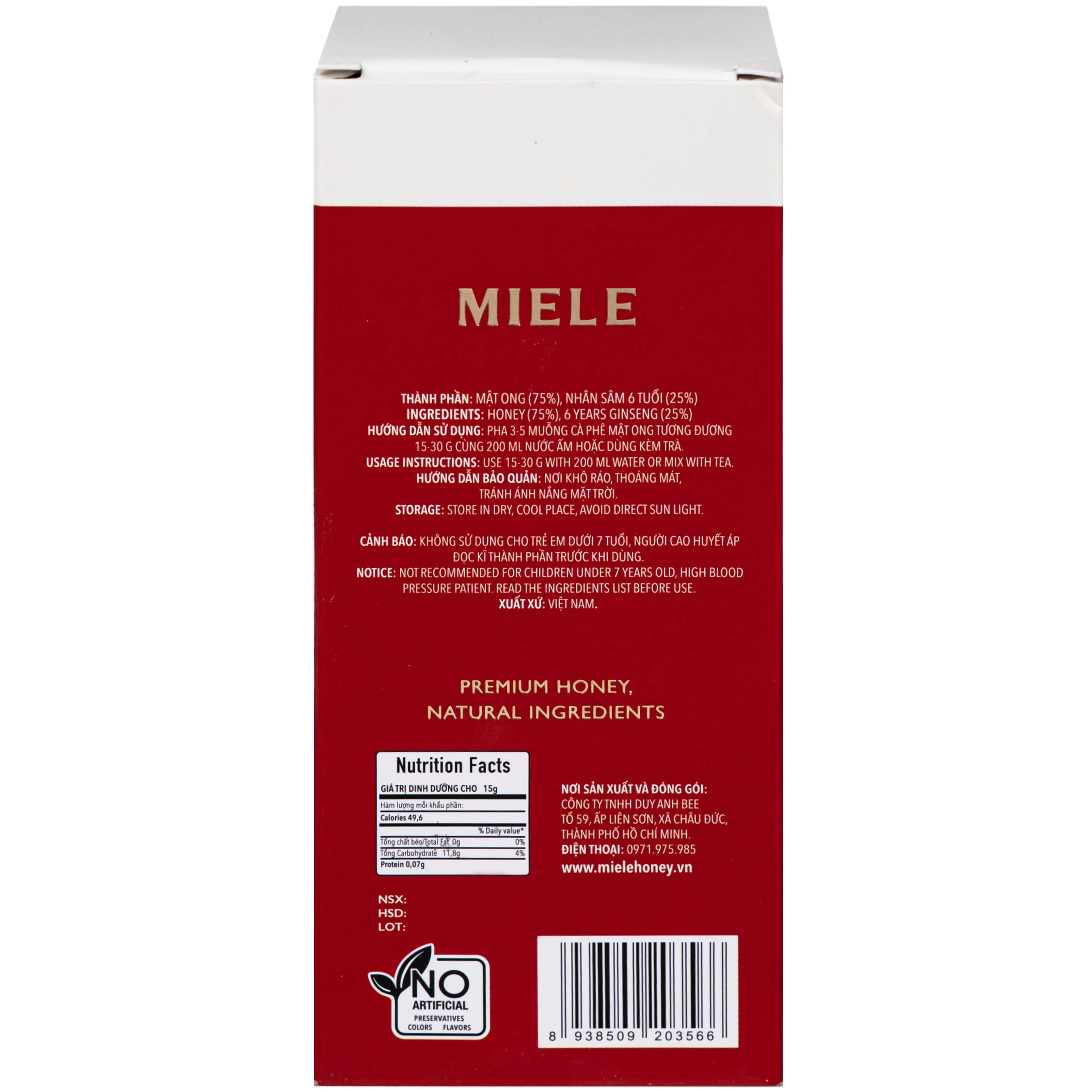 Nhân sâm ngâm mật ong Miele (400g)