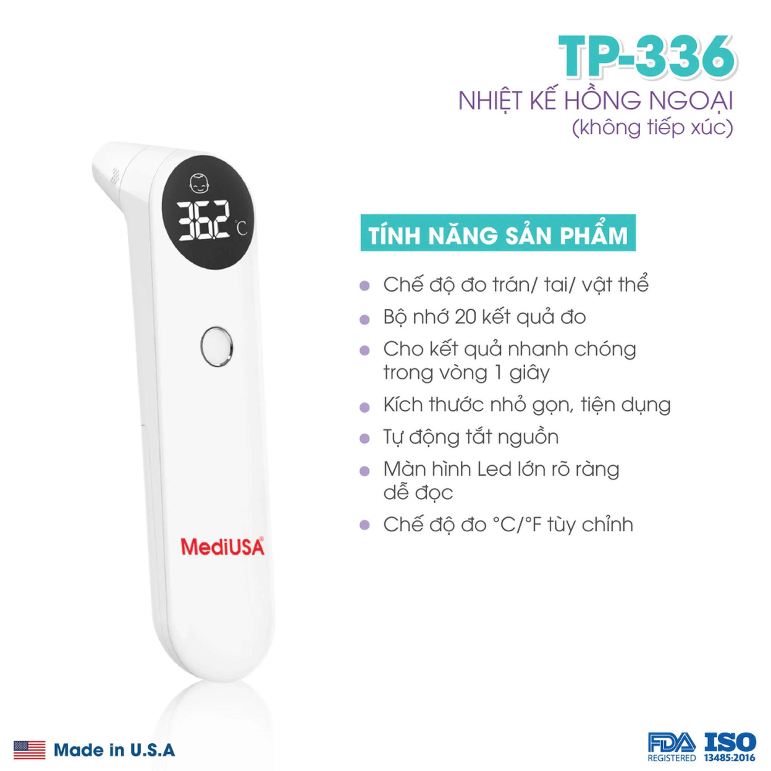 Nhiệt kế hồng ngoại đo trán Mediusa TP-336N New 5