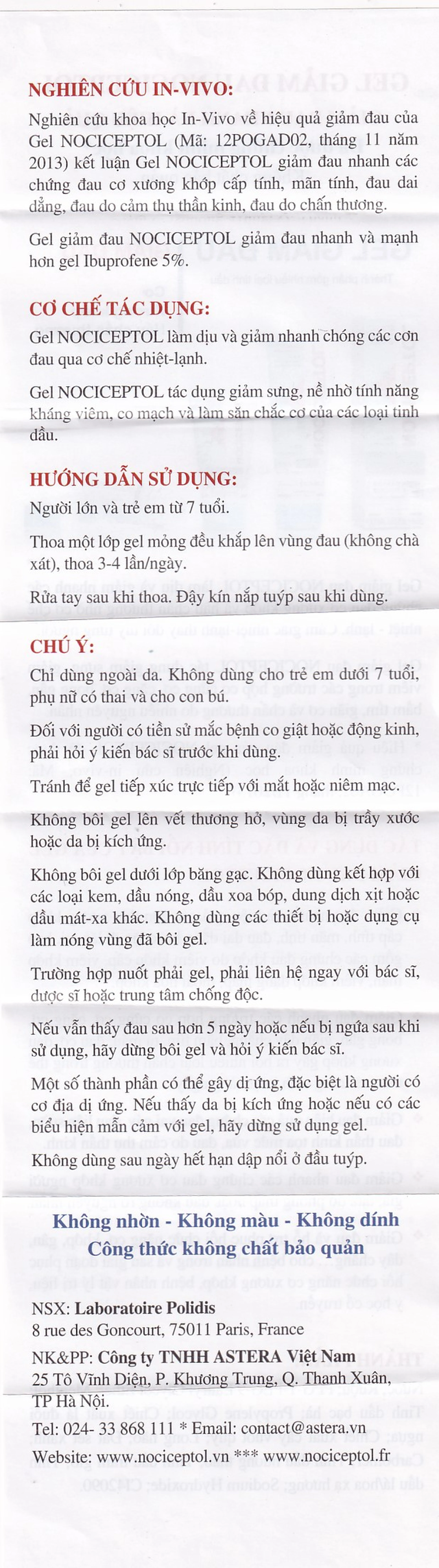 Kem bôi giảm đau Nociceptol120ml anti-douleur polidis giảm đau nhức xương khớp, mỏi cơ, chấn thương