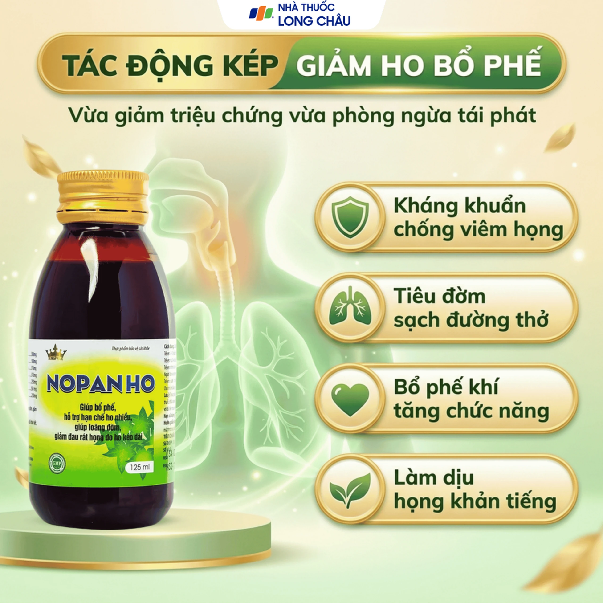 Siro giúp bổ phế, hạn chế ho nhiều, loãng đờm, giảm đau rát họng do ho Nopanho Kingphar (125ml) 4