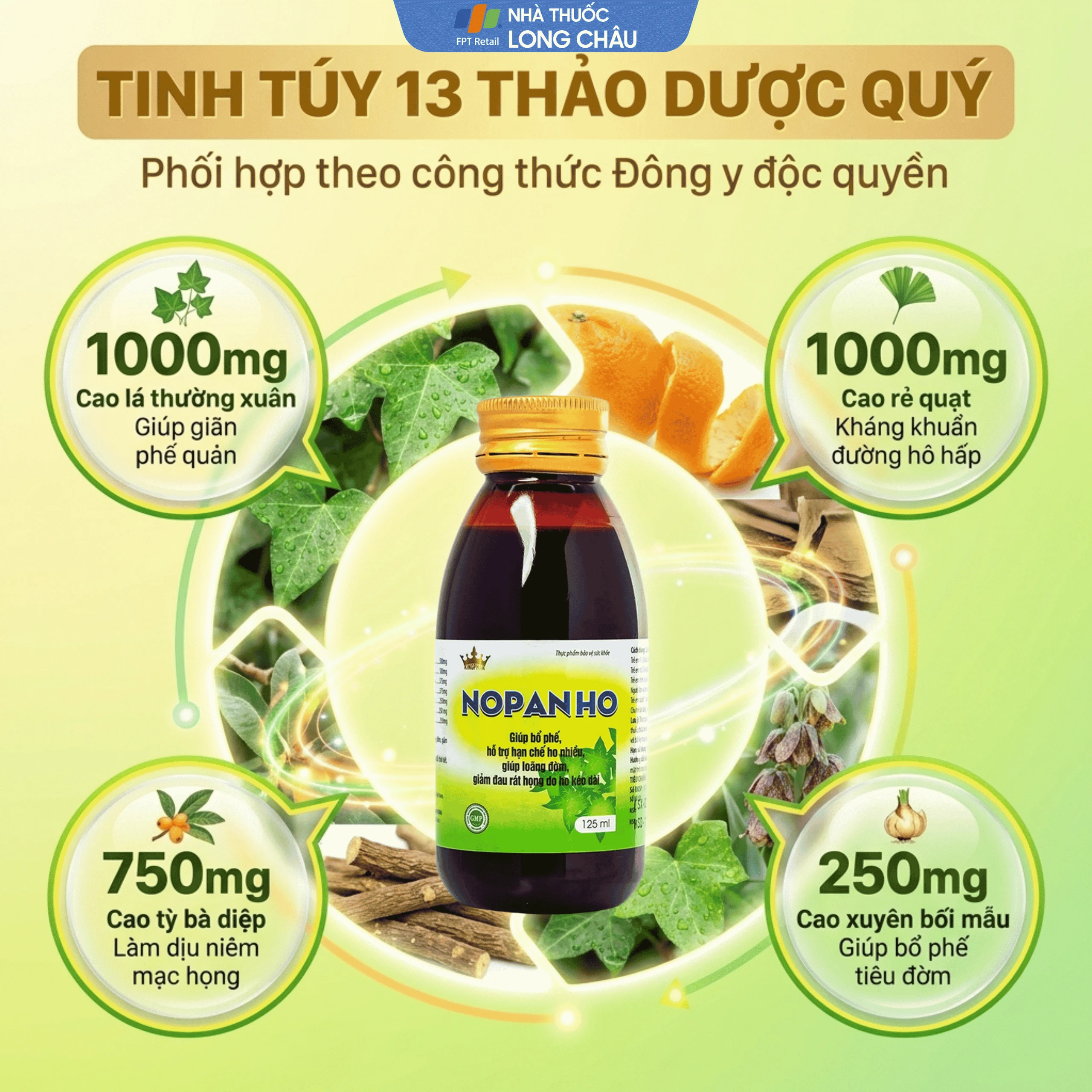 Siro giúp bổ phế, hạn chế ho nhiều, loãng đờm, giảm đau rát họng do ho Nopanho Kingphar (125ml) 4
