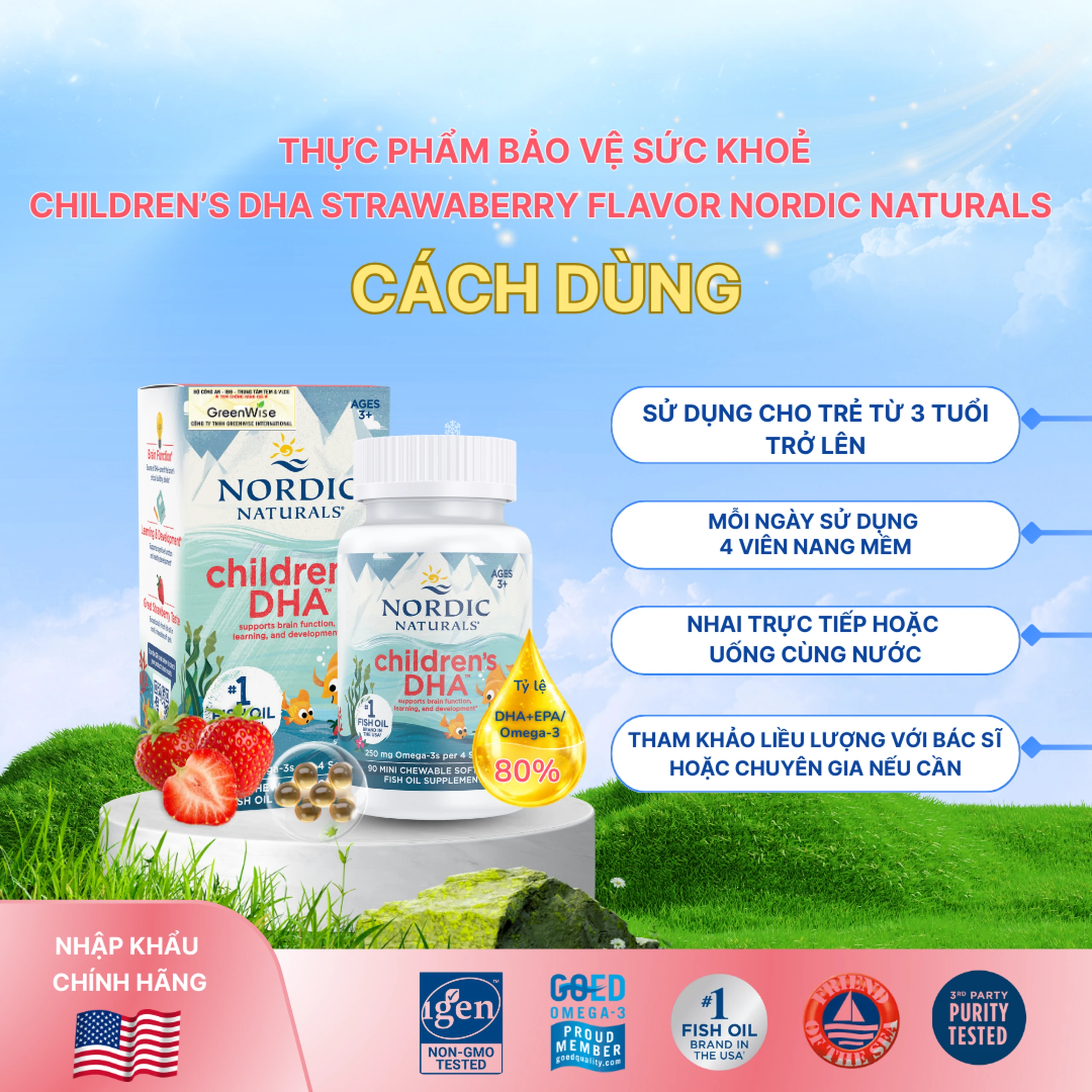 Viên uống tốt cho não bộ của trẻ Nordic Naturals Children's DHA Strawberry Flavor (90 viên) 6