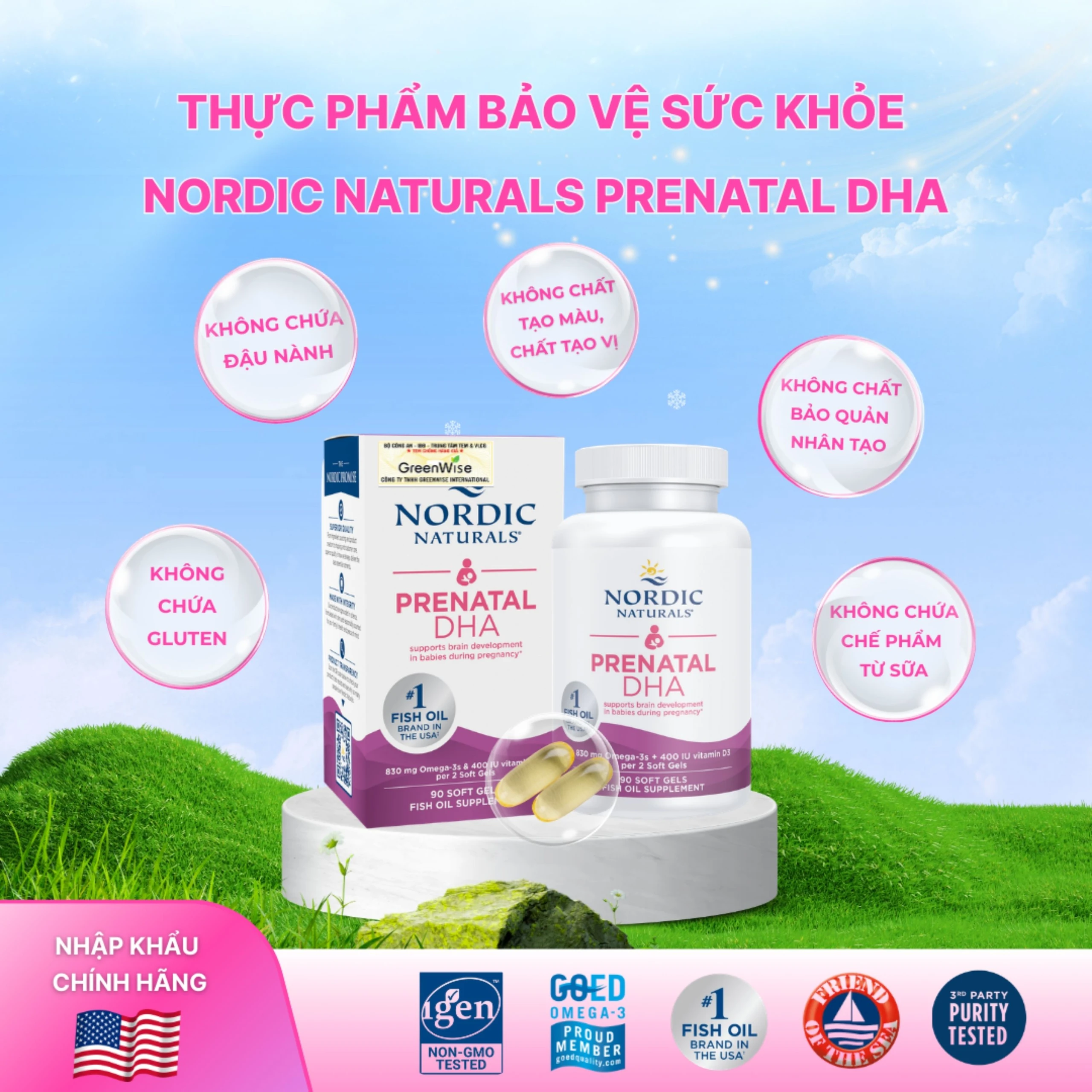 Viên uống cho phụ nữ mang thai và cho con bú Nordic Naturals Prenatal DHA (90 viên)