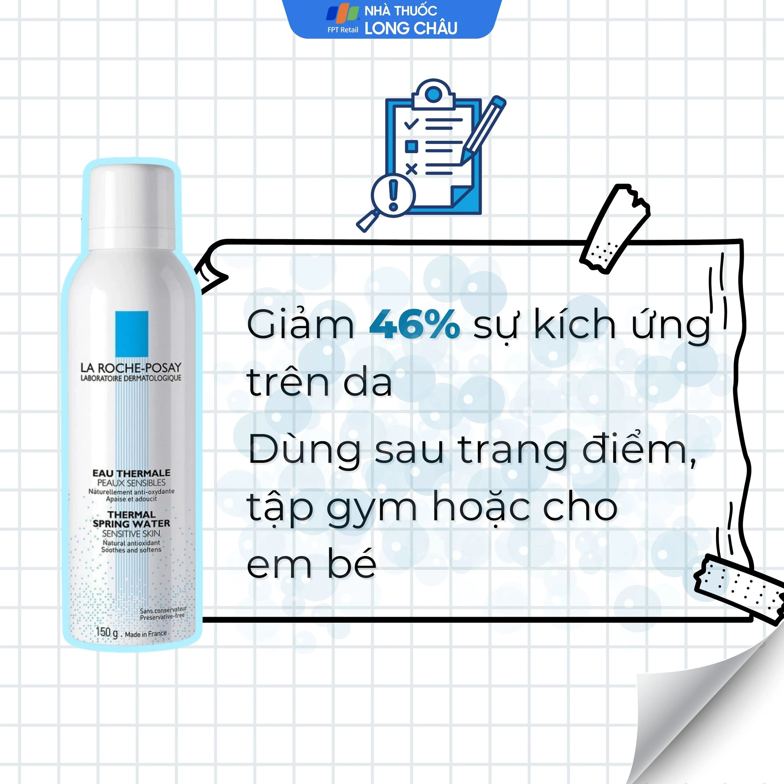 Xịt khoáng La Roche-posay Thermal Spring Water Sensitive Skin giúp làm dịu và bảo vệ da 150ml