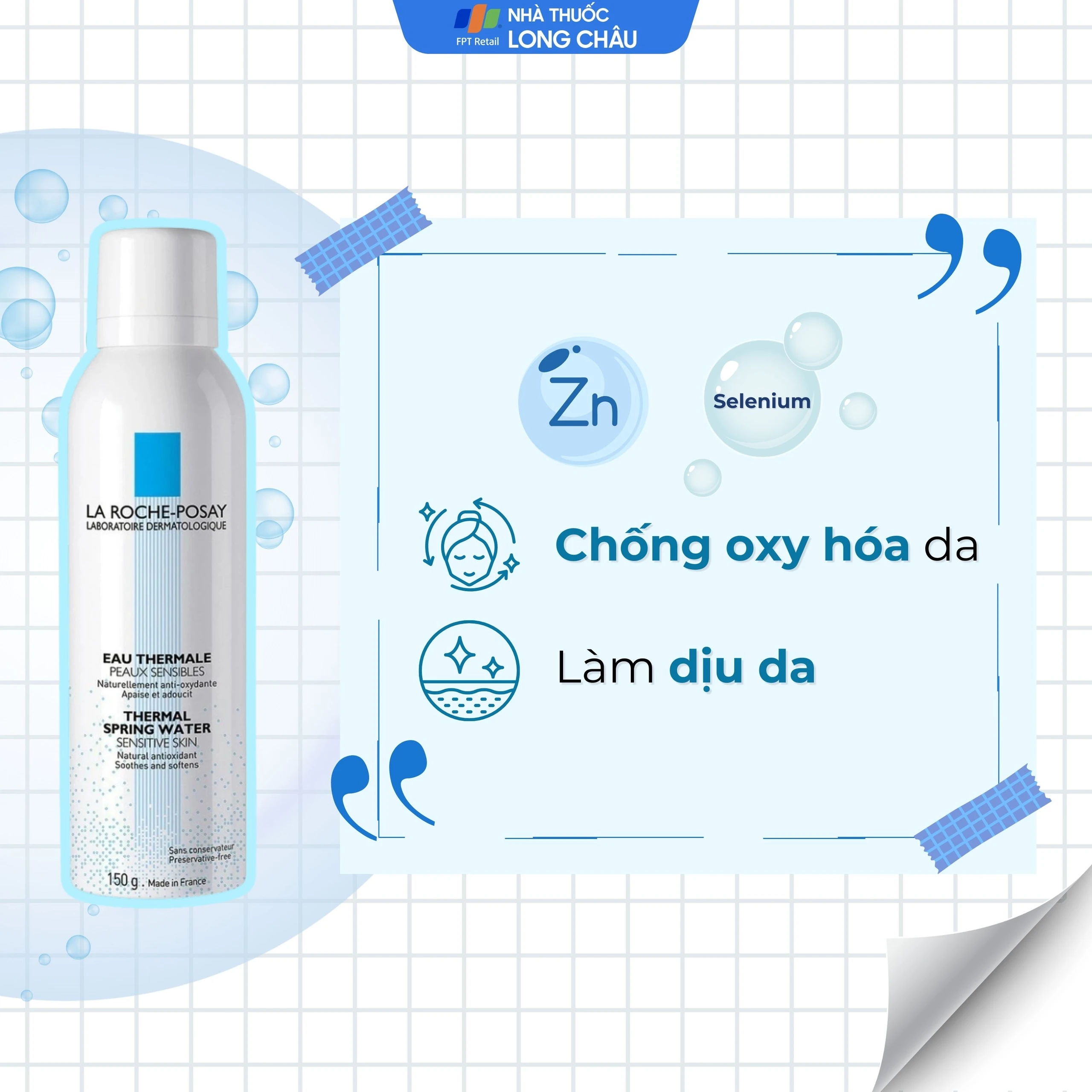 Xịt khoáng La Roche-posay Thermal Spring Water Sensitive Skin giúp làm dịu và bảo vệ da 150ml