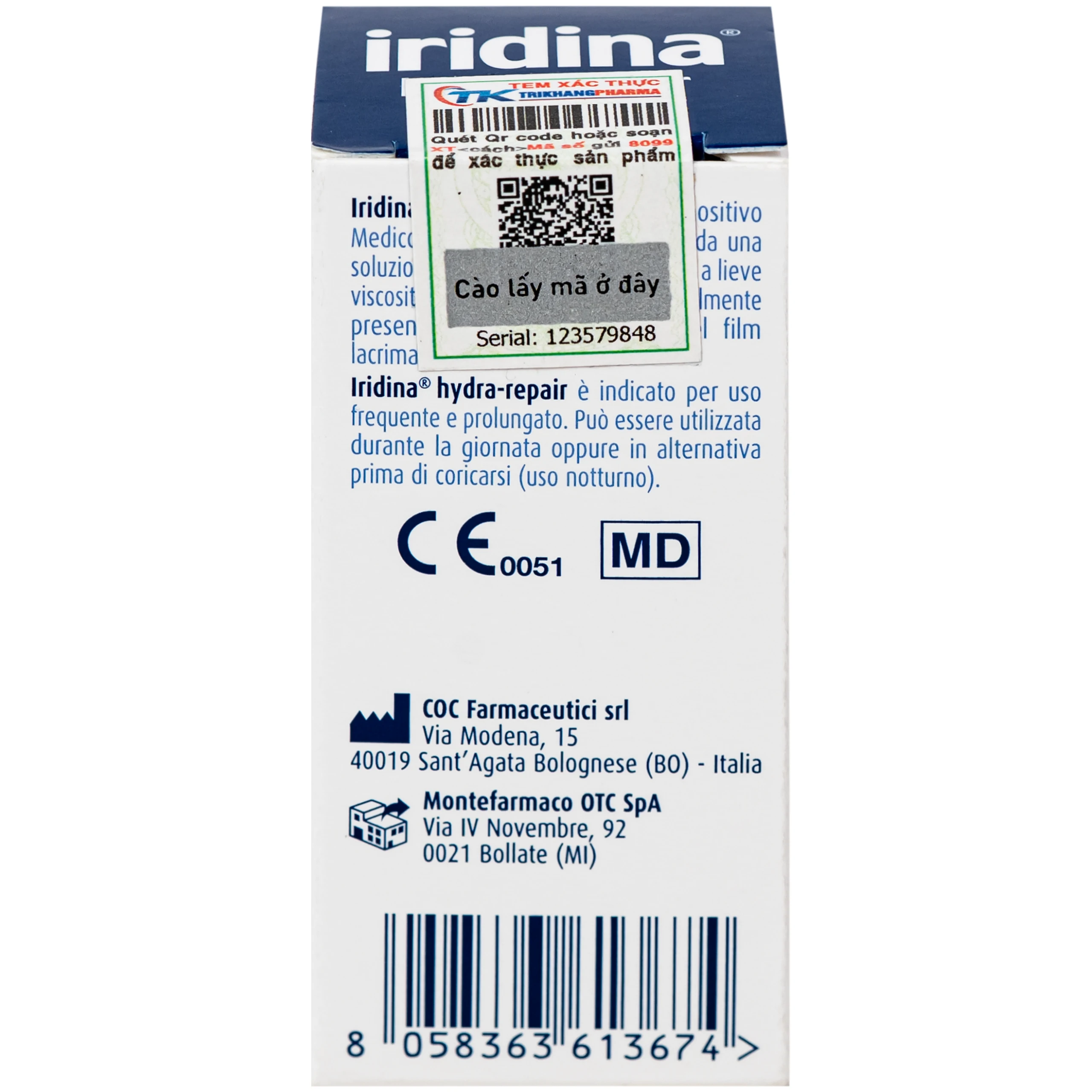Nước mắt nhân tạo Iridina hydra-repair Giảm Kích Ứng, khô mắt, bảo vệ và phục hồi nhãn cầu (10ml) 9