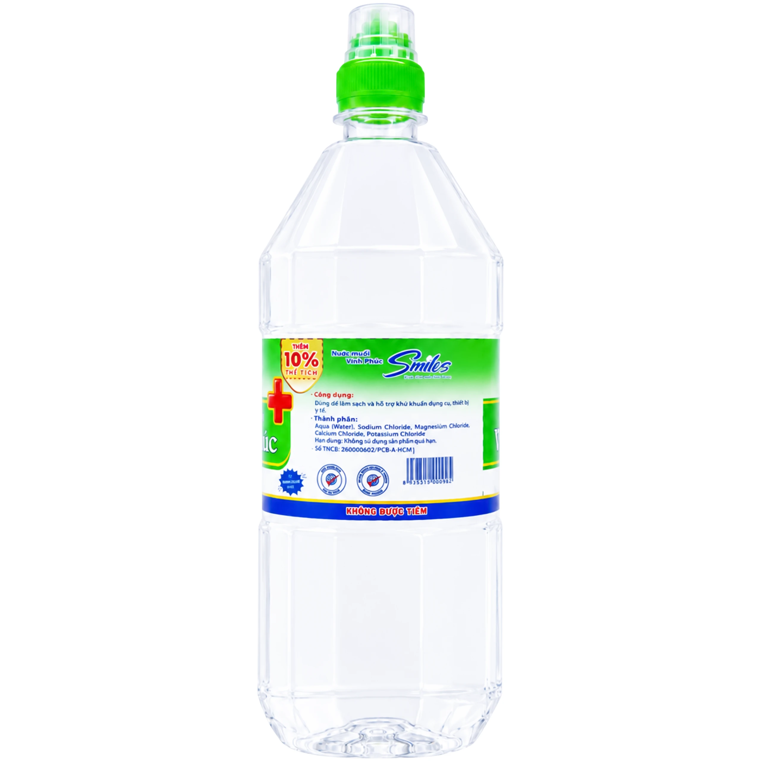 Nước muối Vĩnh Phúc Smiles 1100ml natri clorid 0.9 giúp làm sạch răng, khử mùi hôi miệng 8