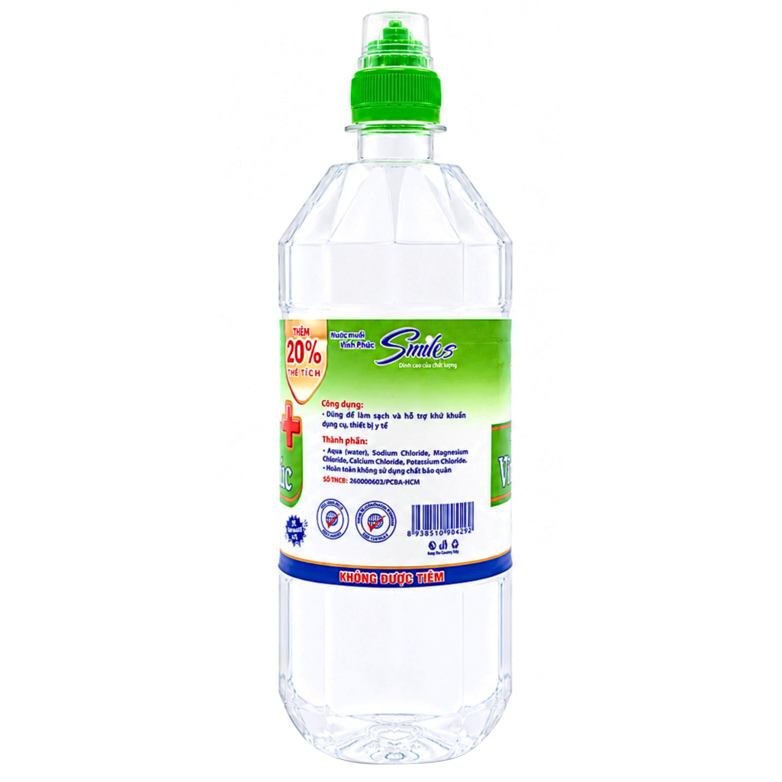 Nước muối Vĩnh Phúc Smiles 600ml natri clorid 0.9 giúp làm sạch răng, khử mùi hôi miệng 6