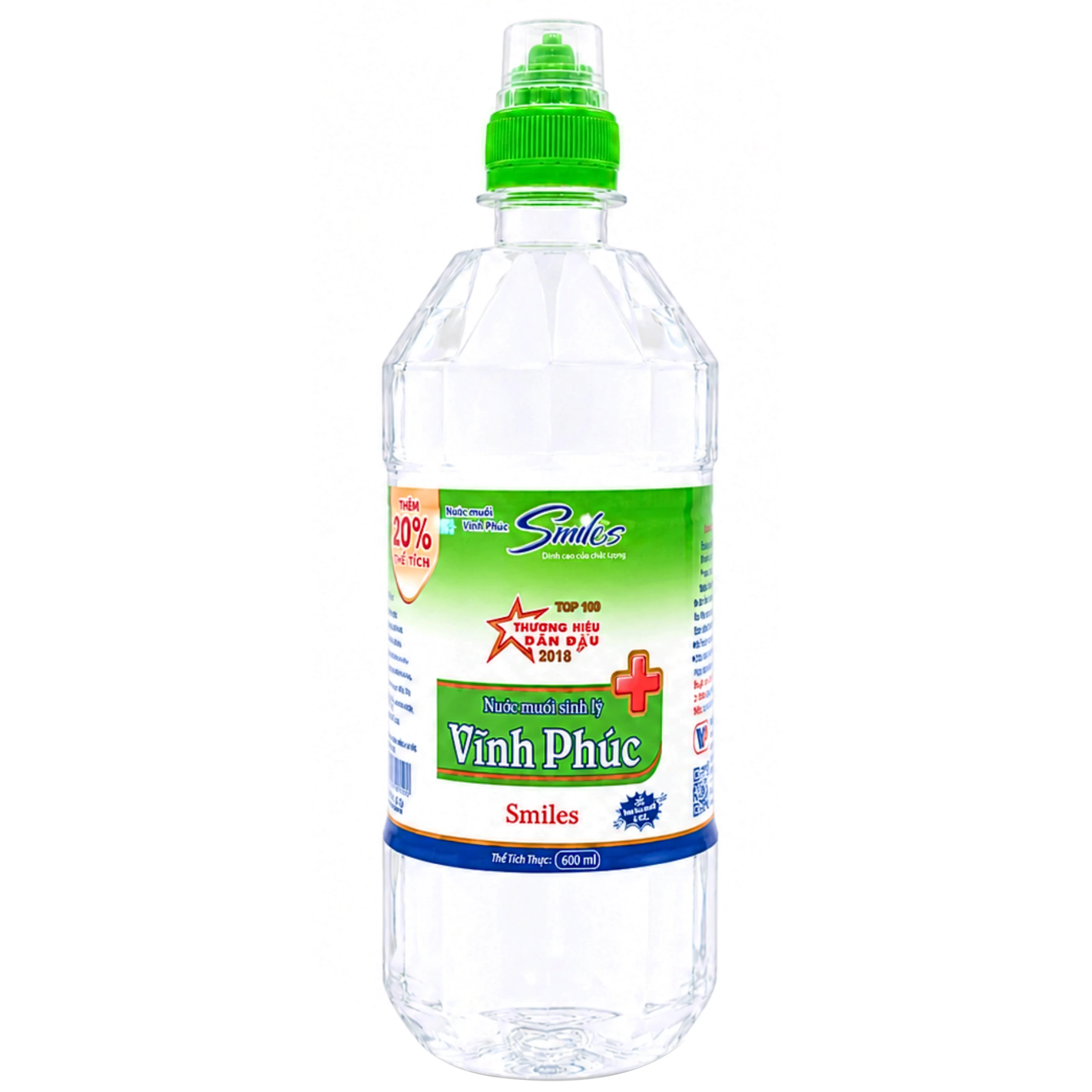 Nước muối Vĩnh Phúc Smiles 600ml natri clorid 0.9 giúp làm sạch răng, khử mùi hôi miệng 1