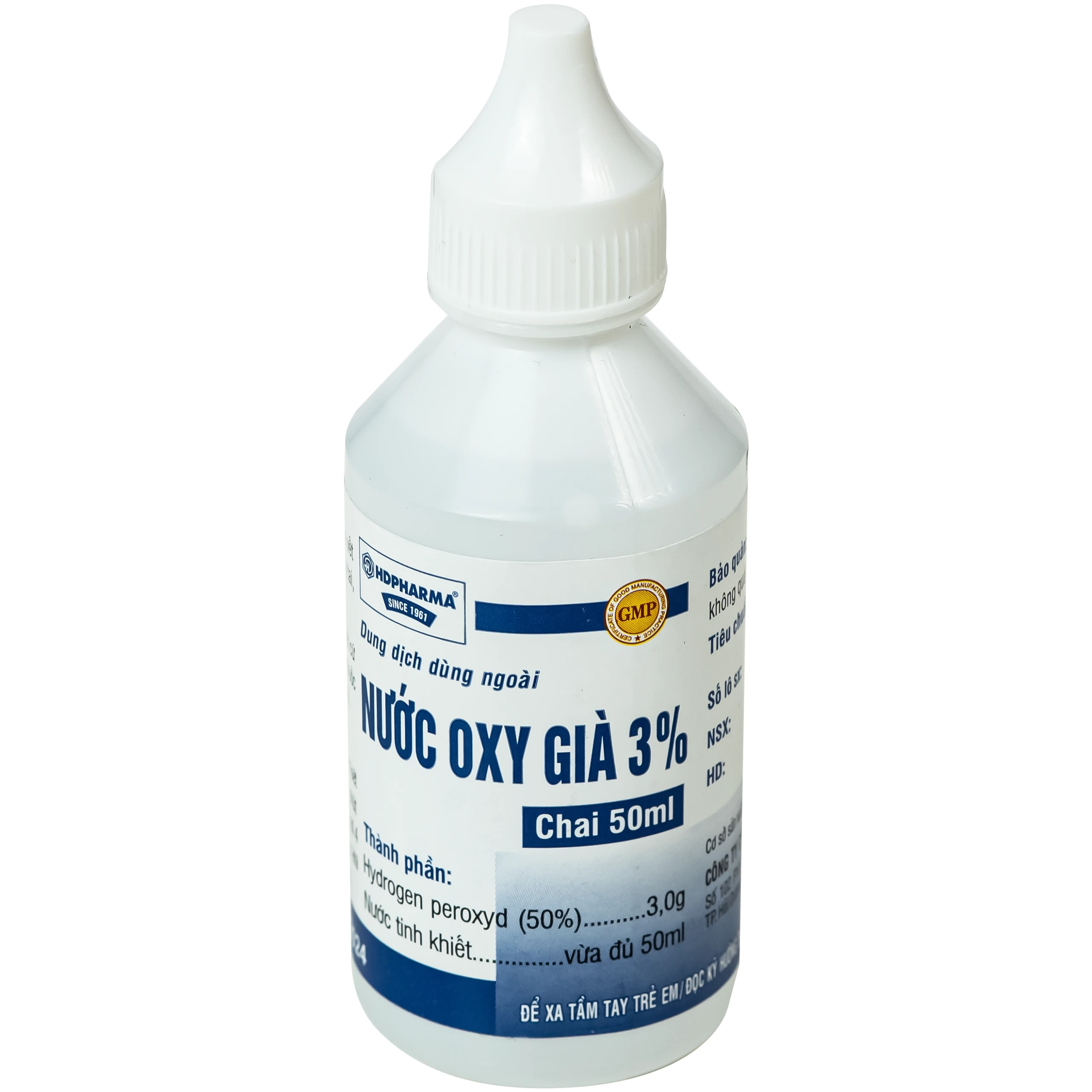 Nước Oxy Già 3% HD pharma sát khuẩn, tẩy uế, rửa vết thương, mụn nhọt đã vỡ, viêm tai, răng, miệng (Chai 50ml) 4