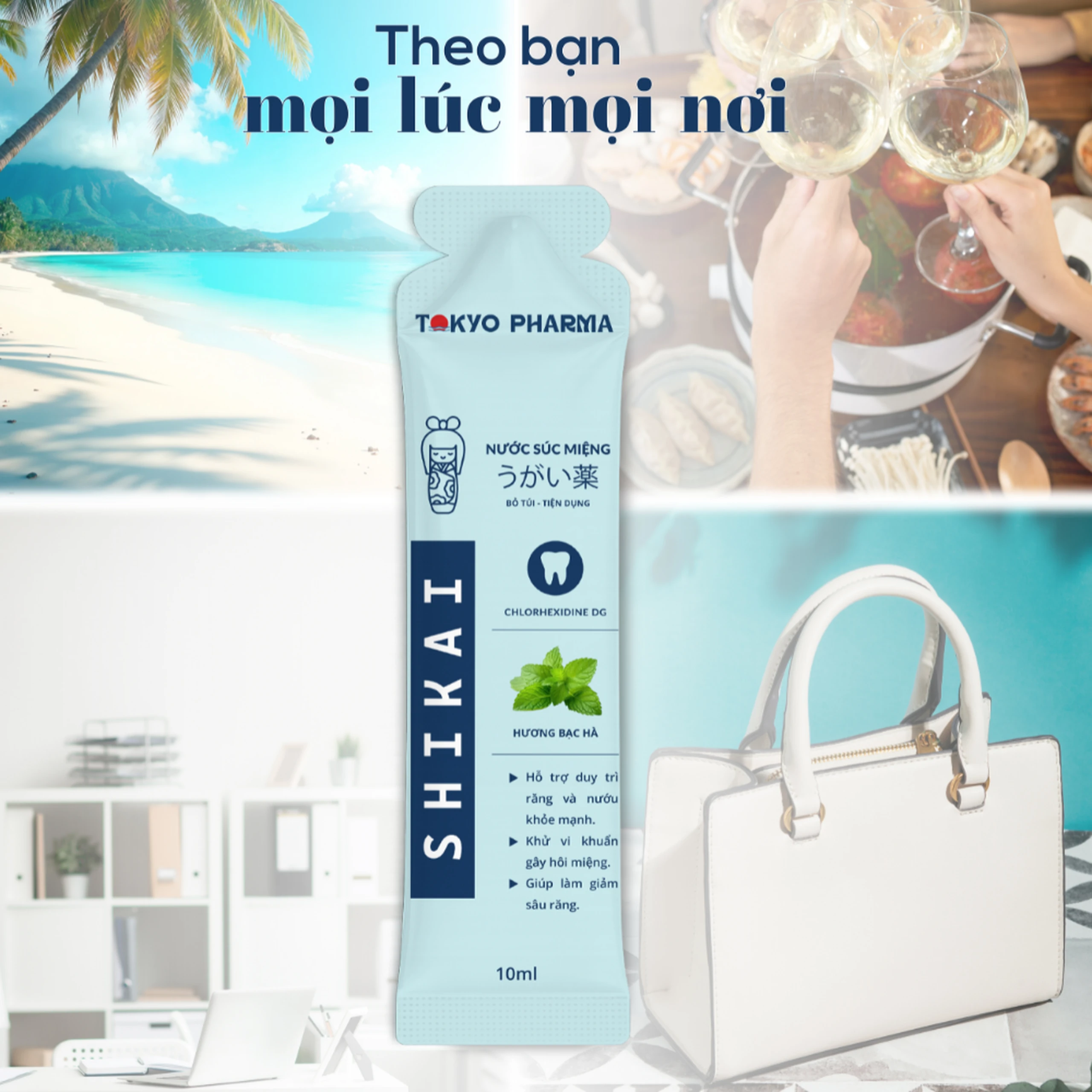 Nước Súc Miệng Shikai Tokyo Pharma - Phòng Ngừa Virus, Vi Khuẩn,Hỗ Trợ Điều Trị Viêm Nướu, Viêm Lợi, Nha Chu (Hộp 12 gói) 4