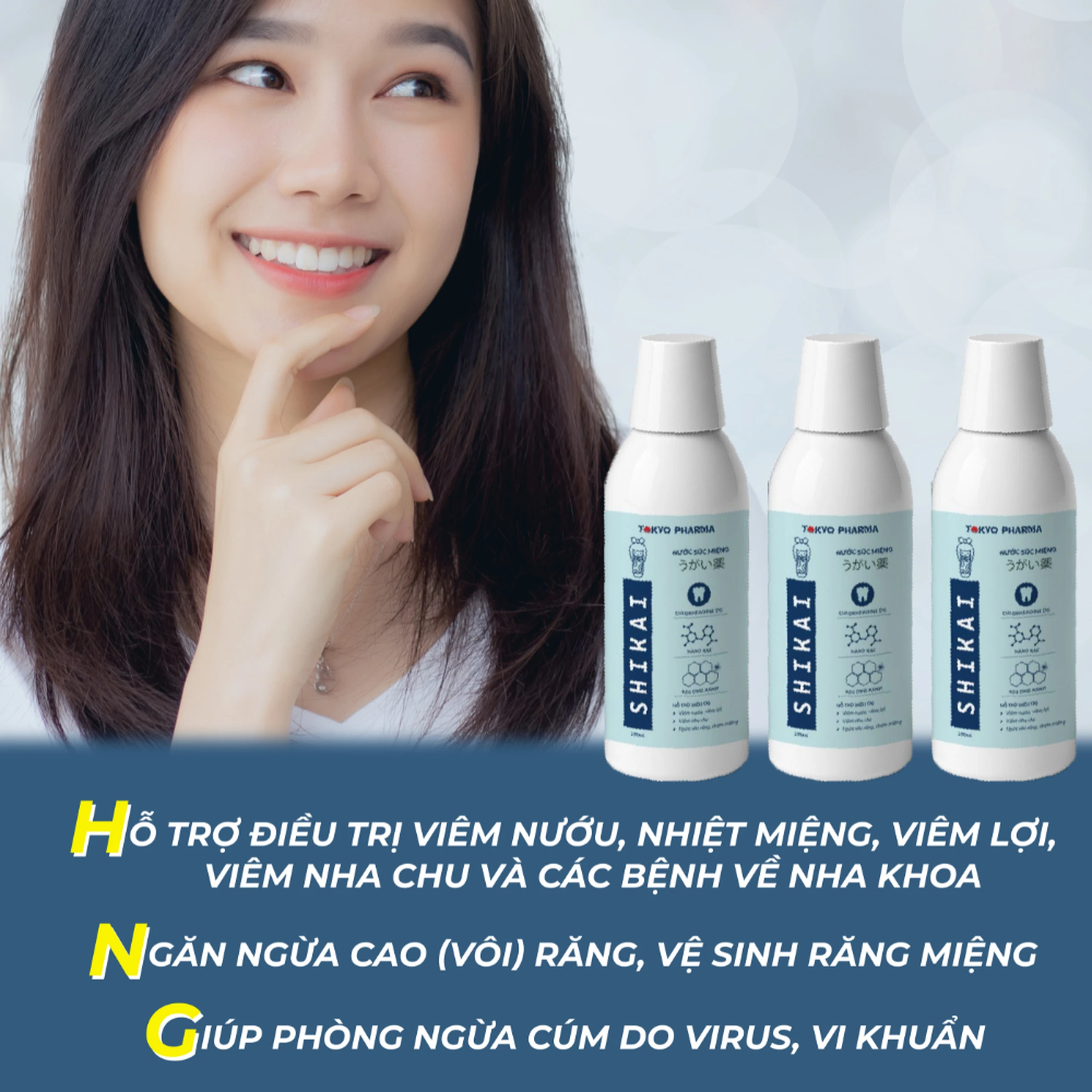Nước Súc Miệng Shikai Tokyo Pharma - Phòng Ngừa Virus, Vi Khuẩn, Hỗ Trợ Điều Trị Viêm Nướu, Viêm Lợi, Nha Chu (250ml) 4