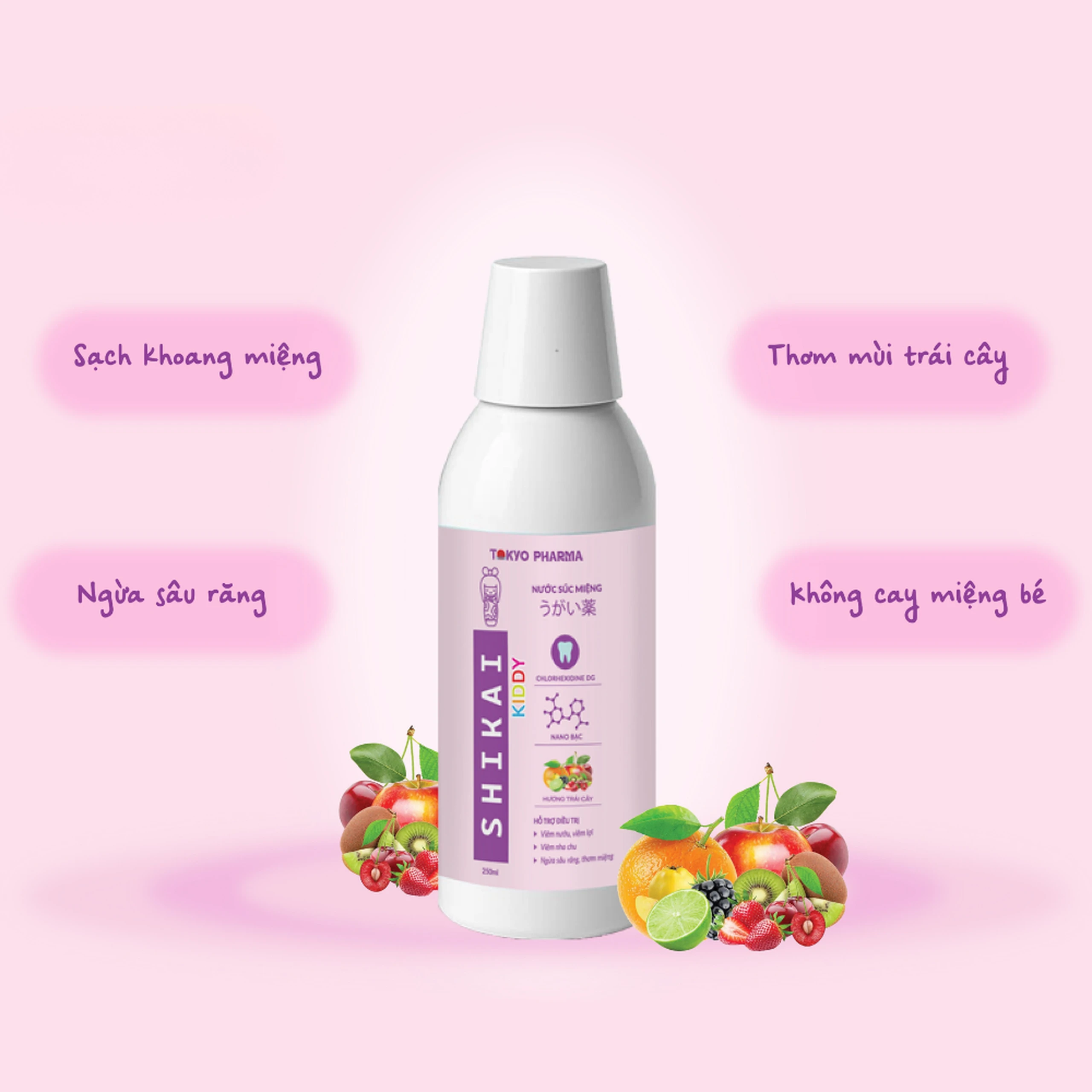 Nước Súc Miệng Trẻ Em Shikai Kiddy Tokyo Pharma - Phòng Ngừa Vi Khuẩn,Hỗ Trợ Điều Trị Viêm Nướu, Giảm Sâu Răng (250ml) 4