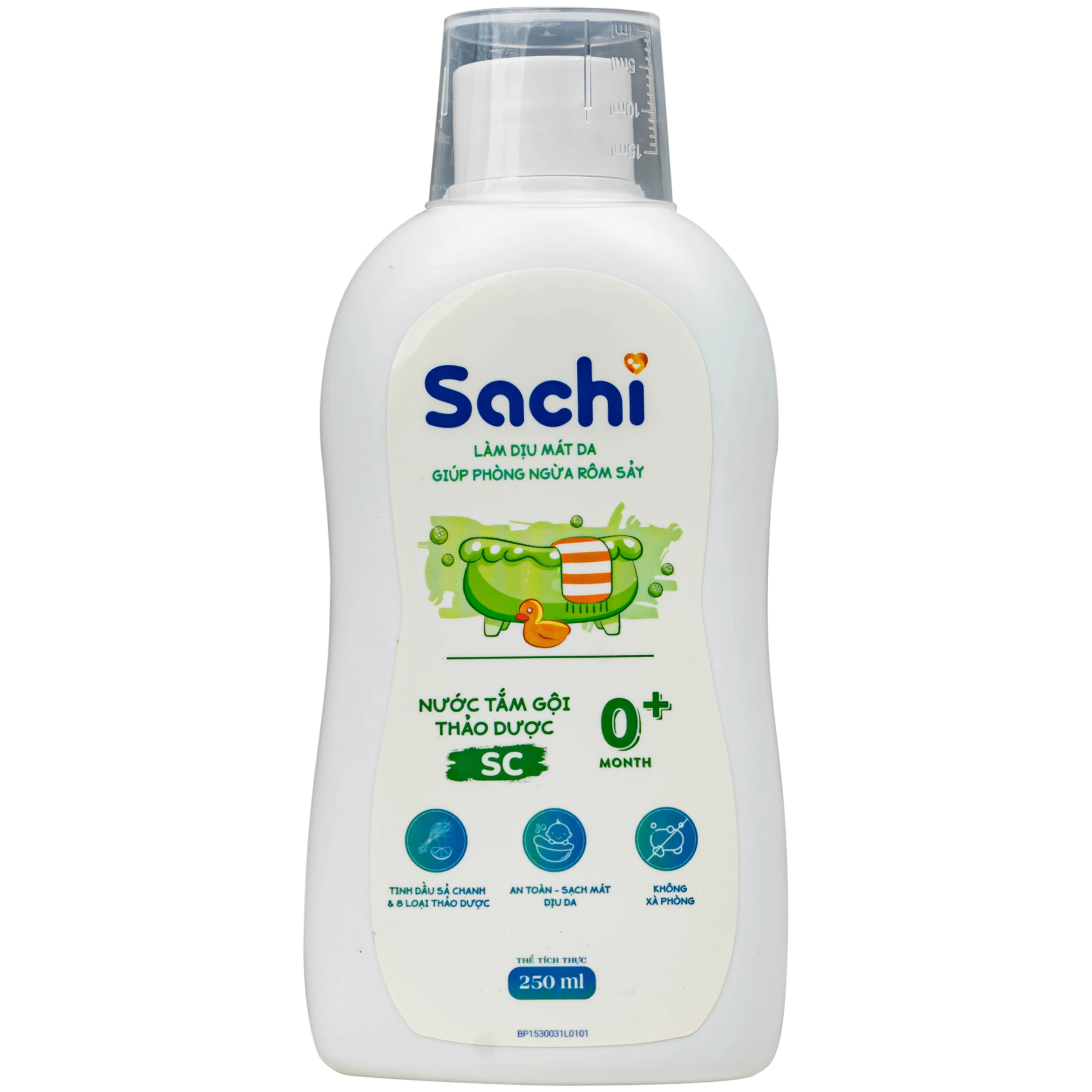 Nước tắm gội thảo dược cho bé Sachi SC (Sả chanh) 250ml - Giúp tránh muỗi, ngừa rôm sảy và mảng bám da đầu 5