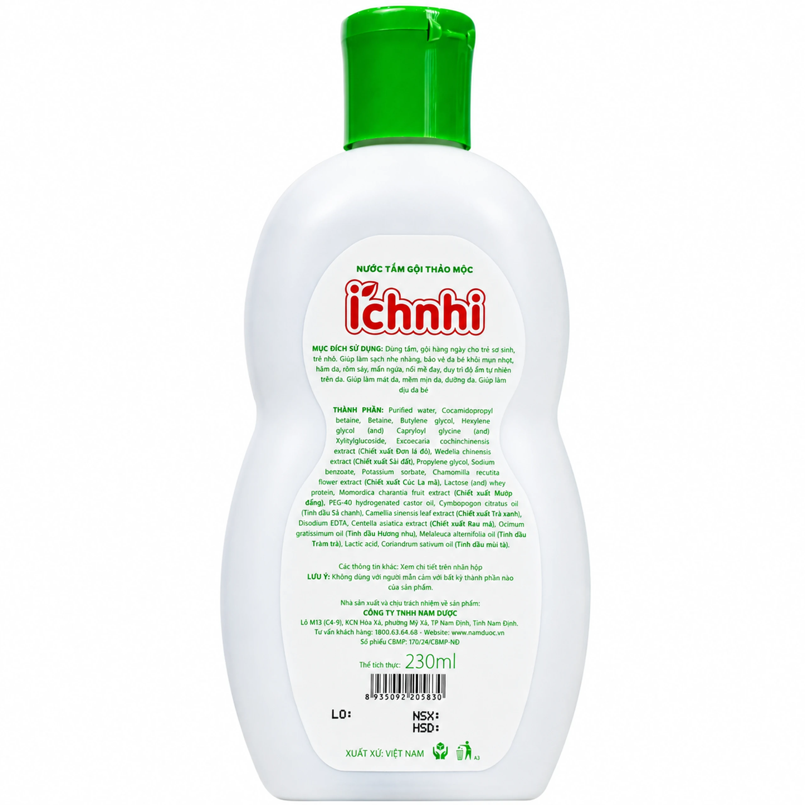 Nước tắm gội thảo mộc Ích Nhi giúp làm sạch da, hỗ trợ giảm rôm sảy (230ml) 3