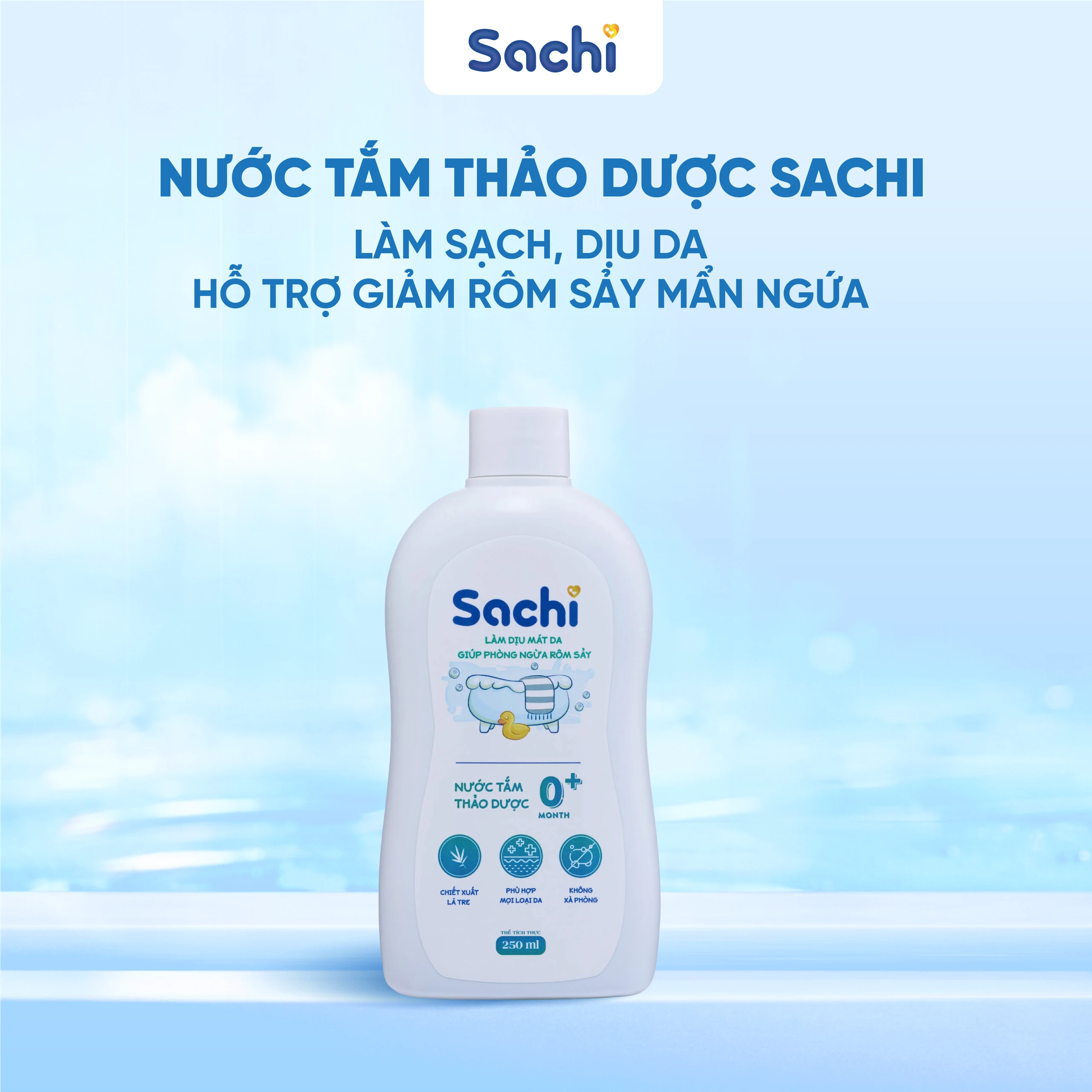 Nước tắm gội thảo dược Sachi cho bé sơ sinh từ 0 tháng tuổi 250ml Làm dịu mát da và phòng ngừa rôm sảy 2