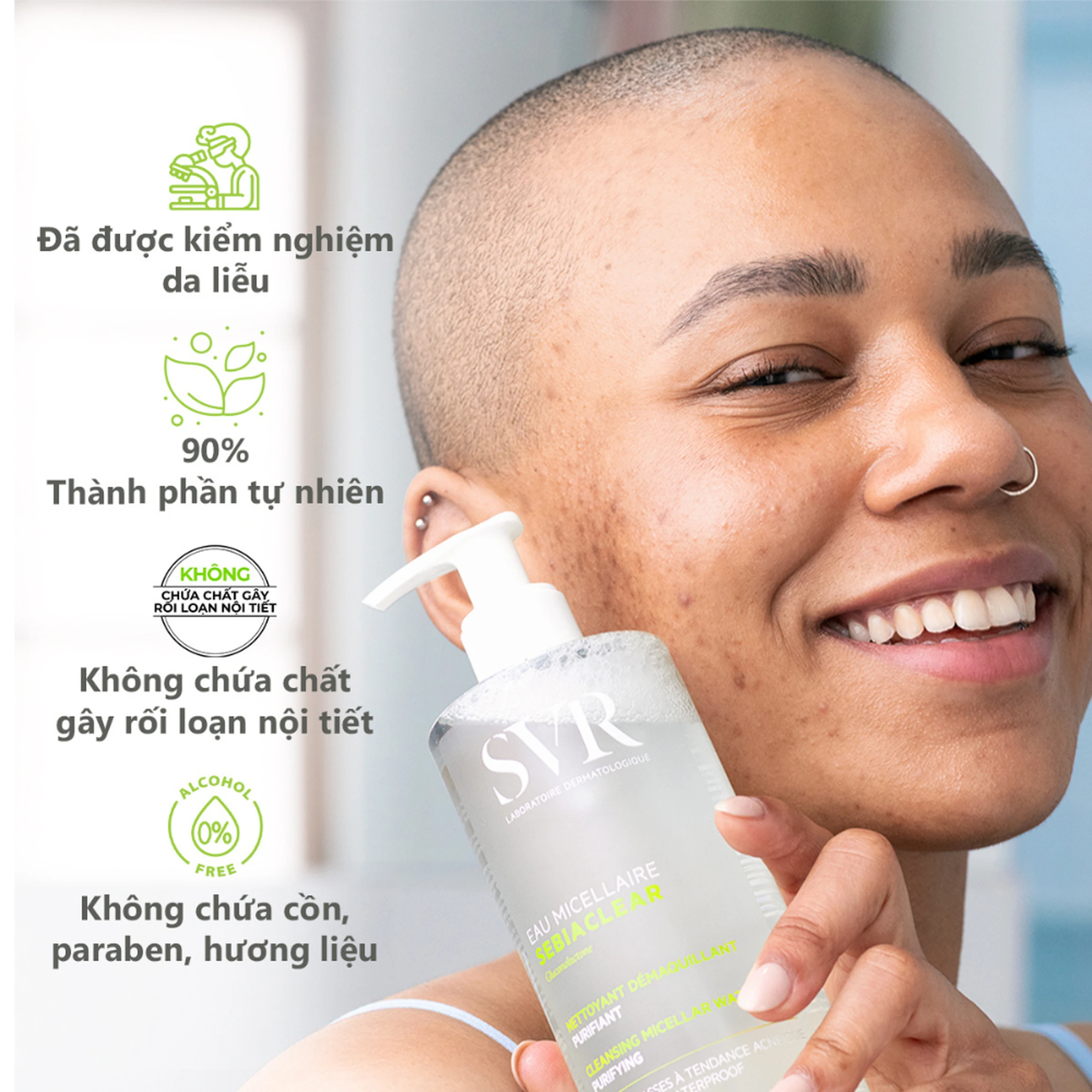 Nước tẩy trang SVR Eau Micellaire Sebiaclear làm sạch da và tẩy trang lớp trang điểm dành cho da dầu mụn (400ml) 5