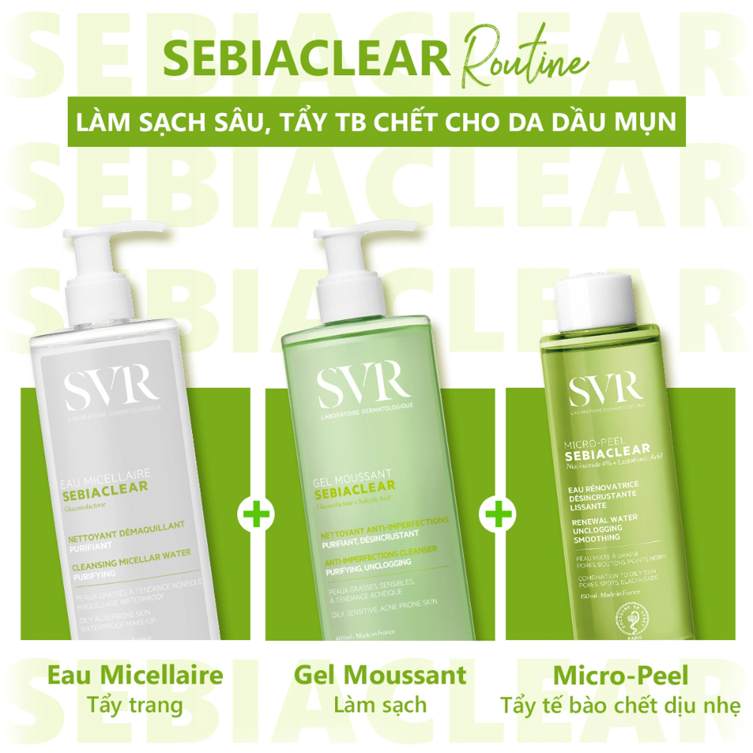 Nước tẩy trang SVR Eau Micellaire Sebiaclear làm sạch da và tẩy trang lớp trang điểm dành cho da dầu mụn (400ml) 7