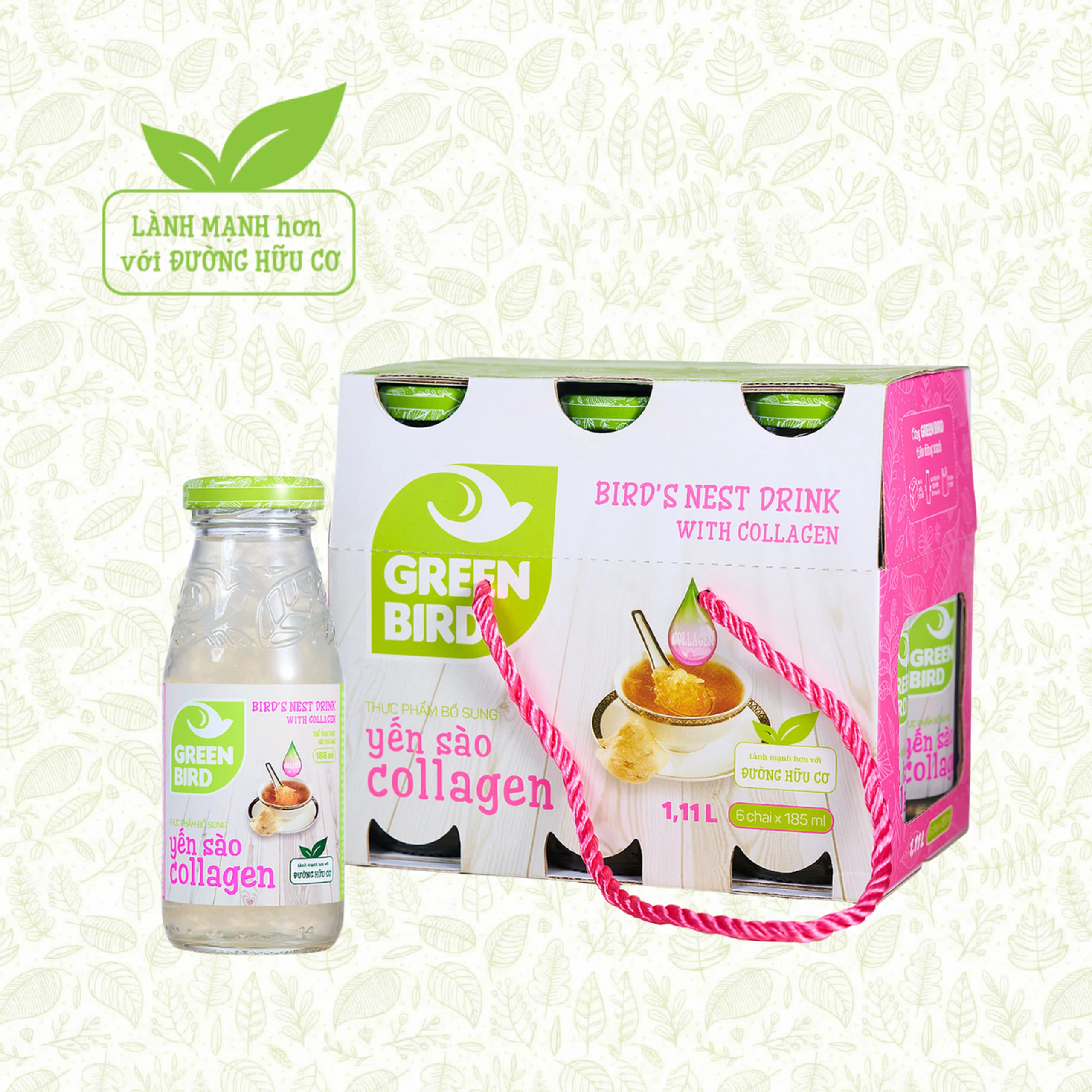Nước Uống Bổ Dưỡng Yến Sào Collagen Greenbird (6 chai x 185ml)