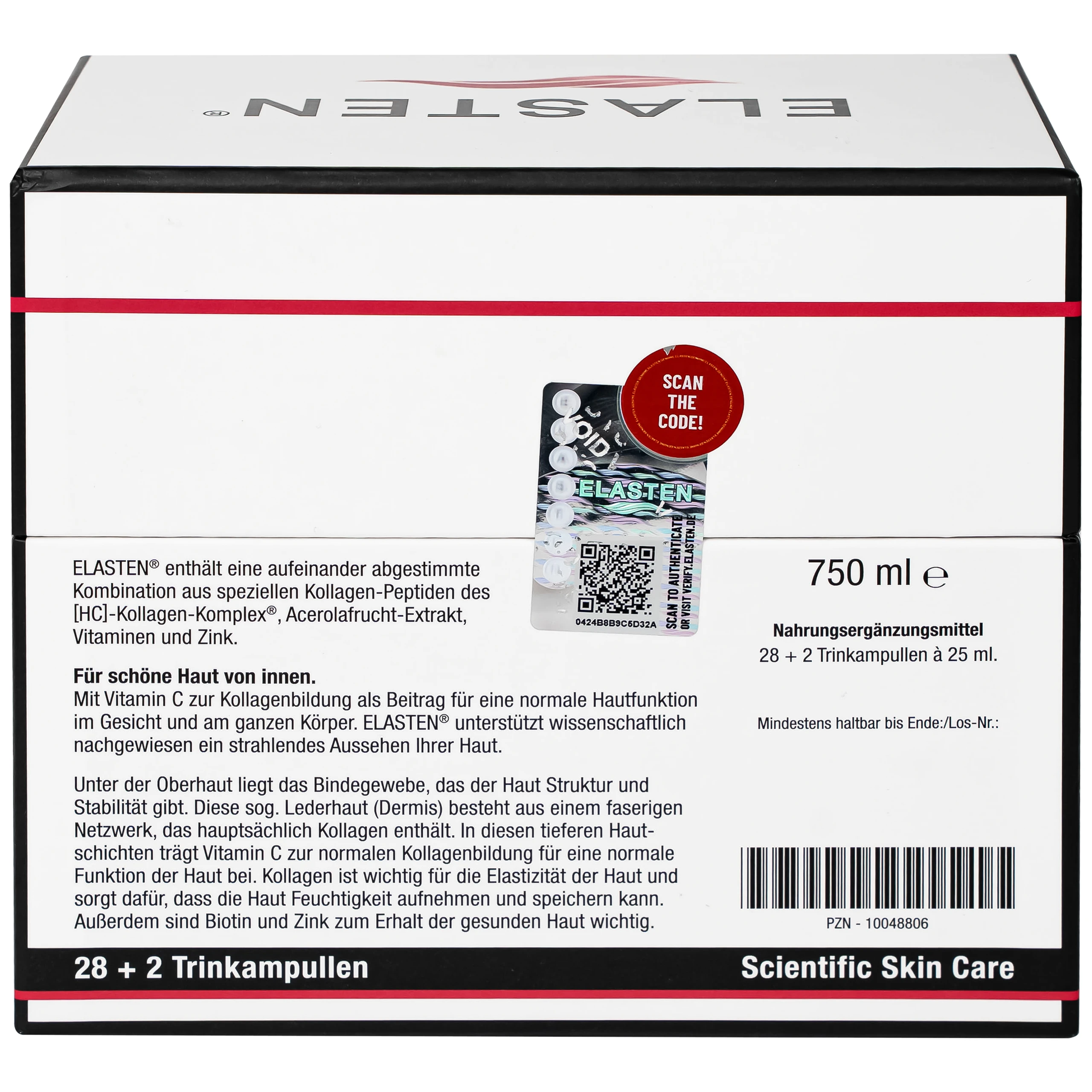 TPBVSK bổ sung Collagen-Peptide, giúp giảm lão hóa da, tăng độ đàn hồi và giữ ẩm cho da, giúp da sáng mịn Elasten 28+2 ống x 25ml