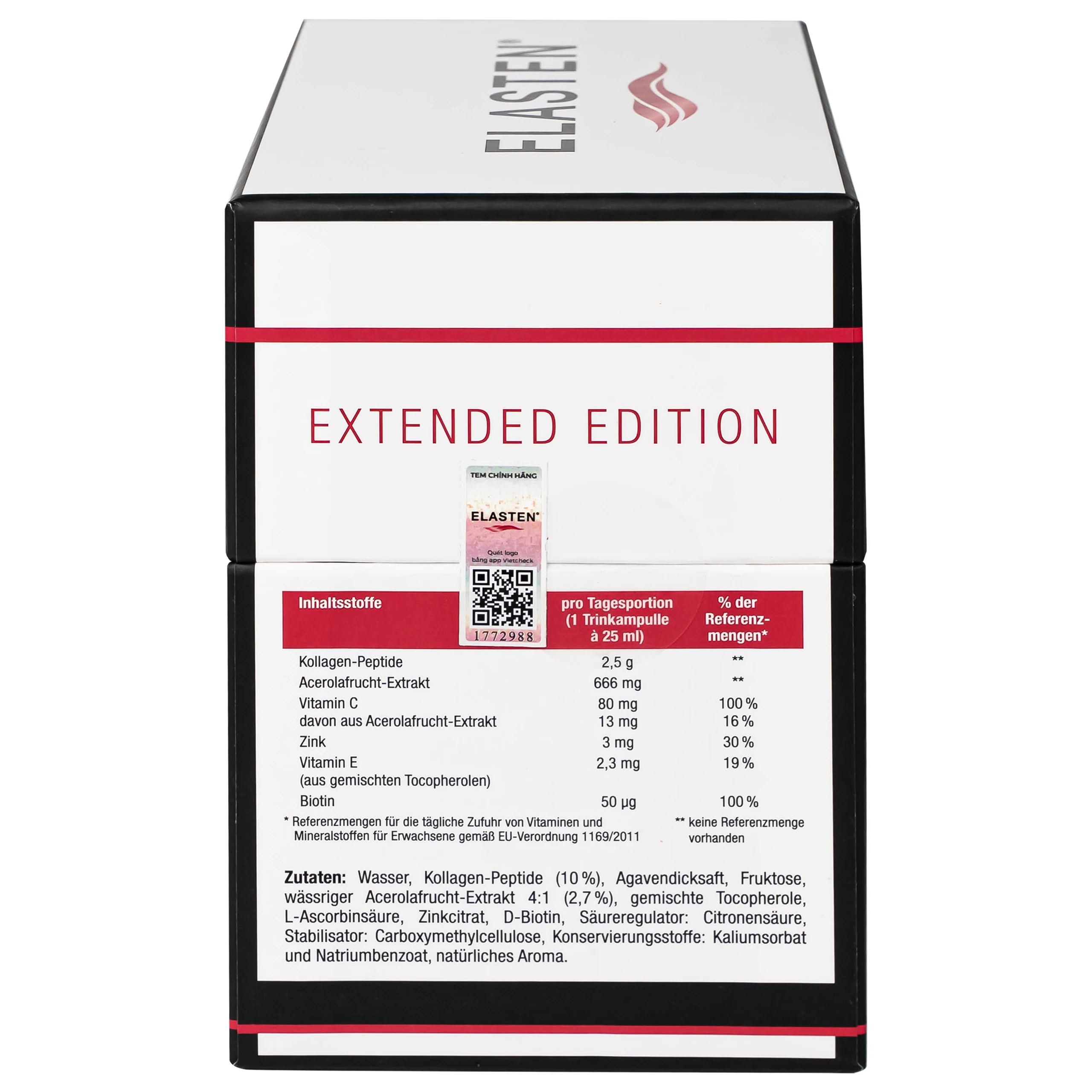 TPBVSK bổ sung Collagen-Peptide, giúp giảm lão hóa da, tăng độ đàn hồi và giữ ẩm cho da, giúp da sáng mịn Elasten 28+2 ống x 25ml