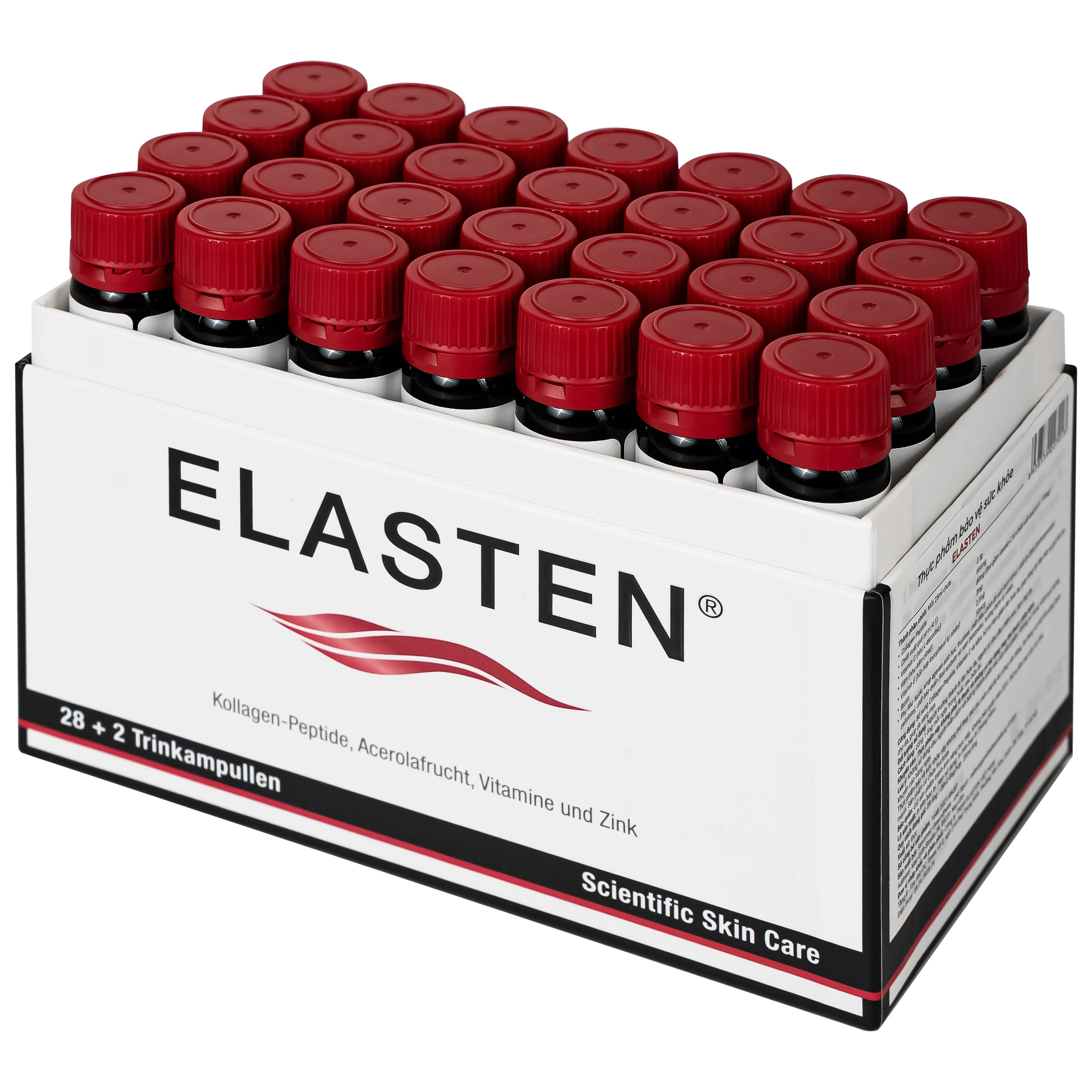 TPBVSK bổ sung Collagen-Peptide, giúp giảm lão hóa da, tăng độ đàn hồi và giữ ẩm cho da, giúp da sáng mịn Elasten 28+2 ống x 25ml