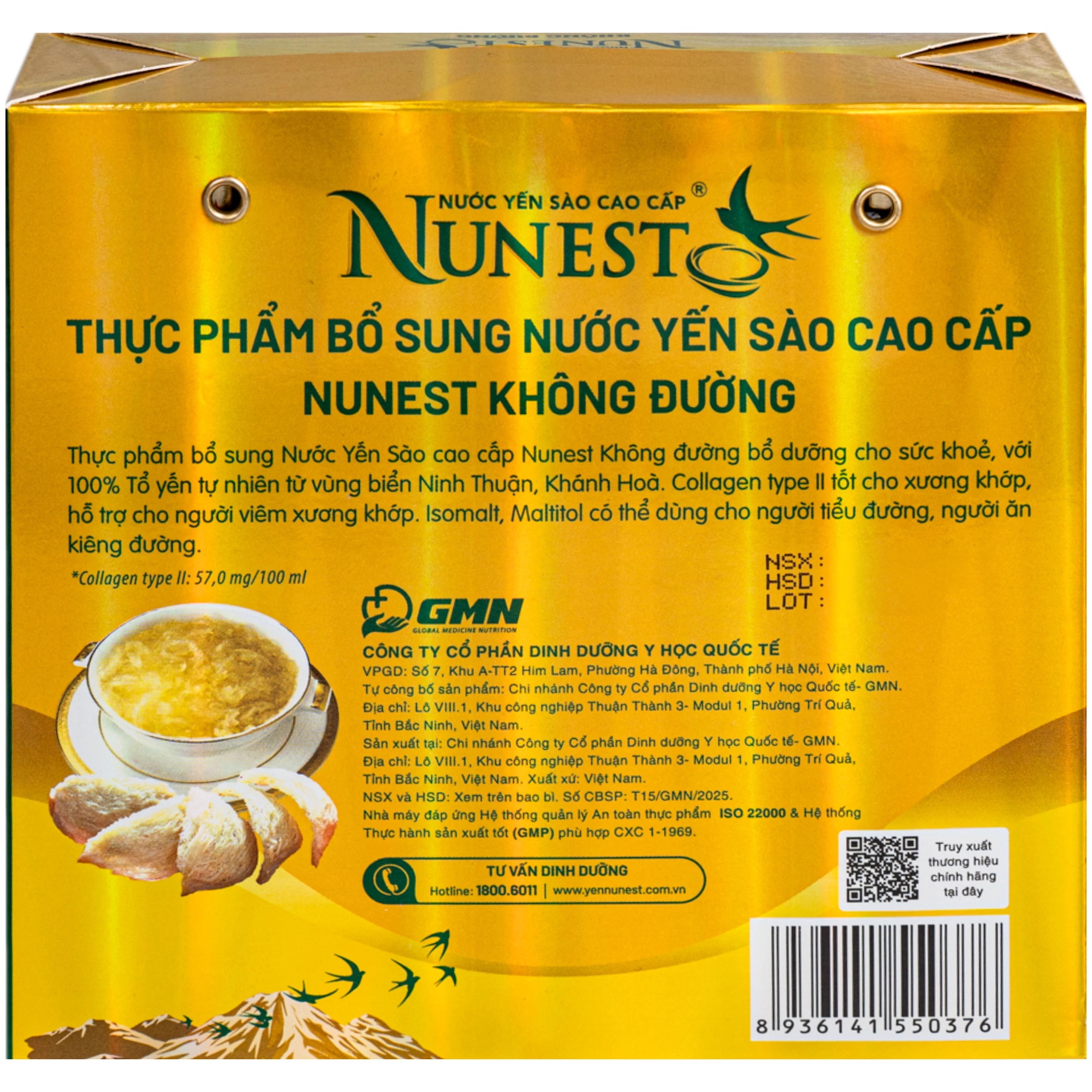 Nước Yến Cao Cấp Nunest Không Đường (6 hũ x 70ml) 4