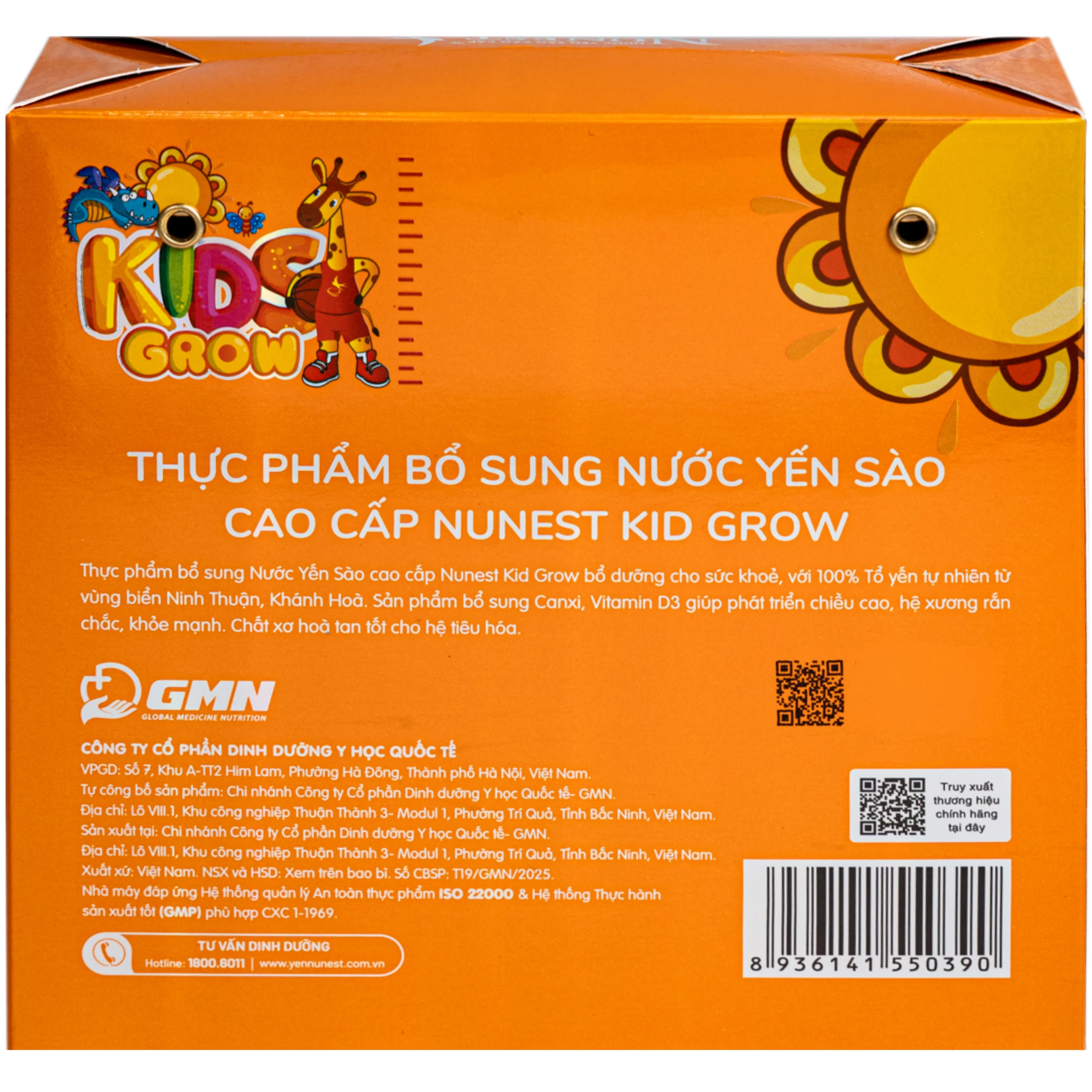 Nước Yến Sào Cao Cấp Cho Trẻ Em Nunest Kid Grow Vị Cam (6 hũ x 70ml) 4