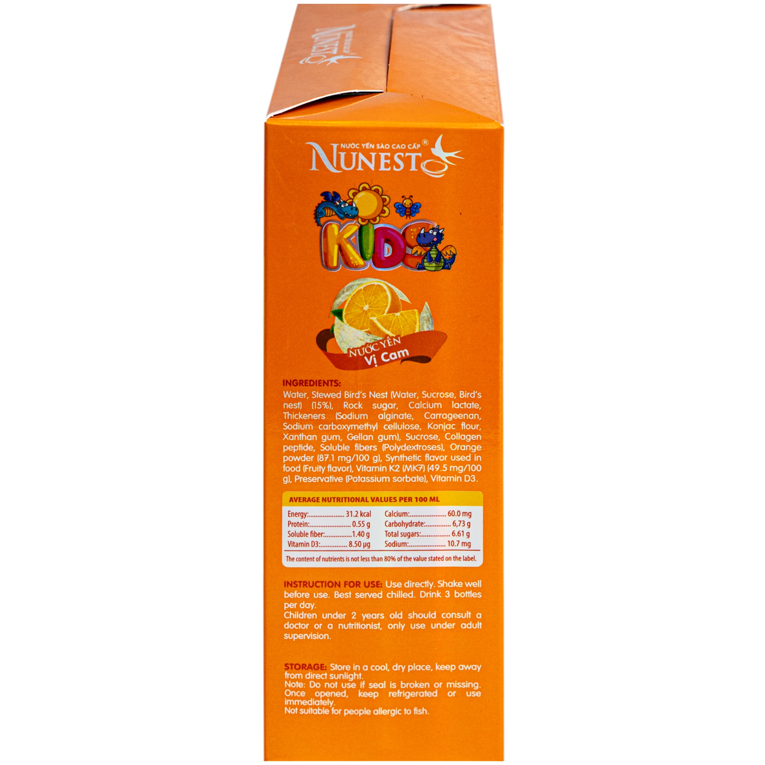 Nước Yến Sào Cao Cấp Cho Trẻ Em Nunest Kid Grow Vị Cam (6 hũ x 70ml) 6