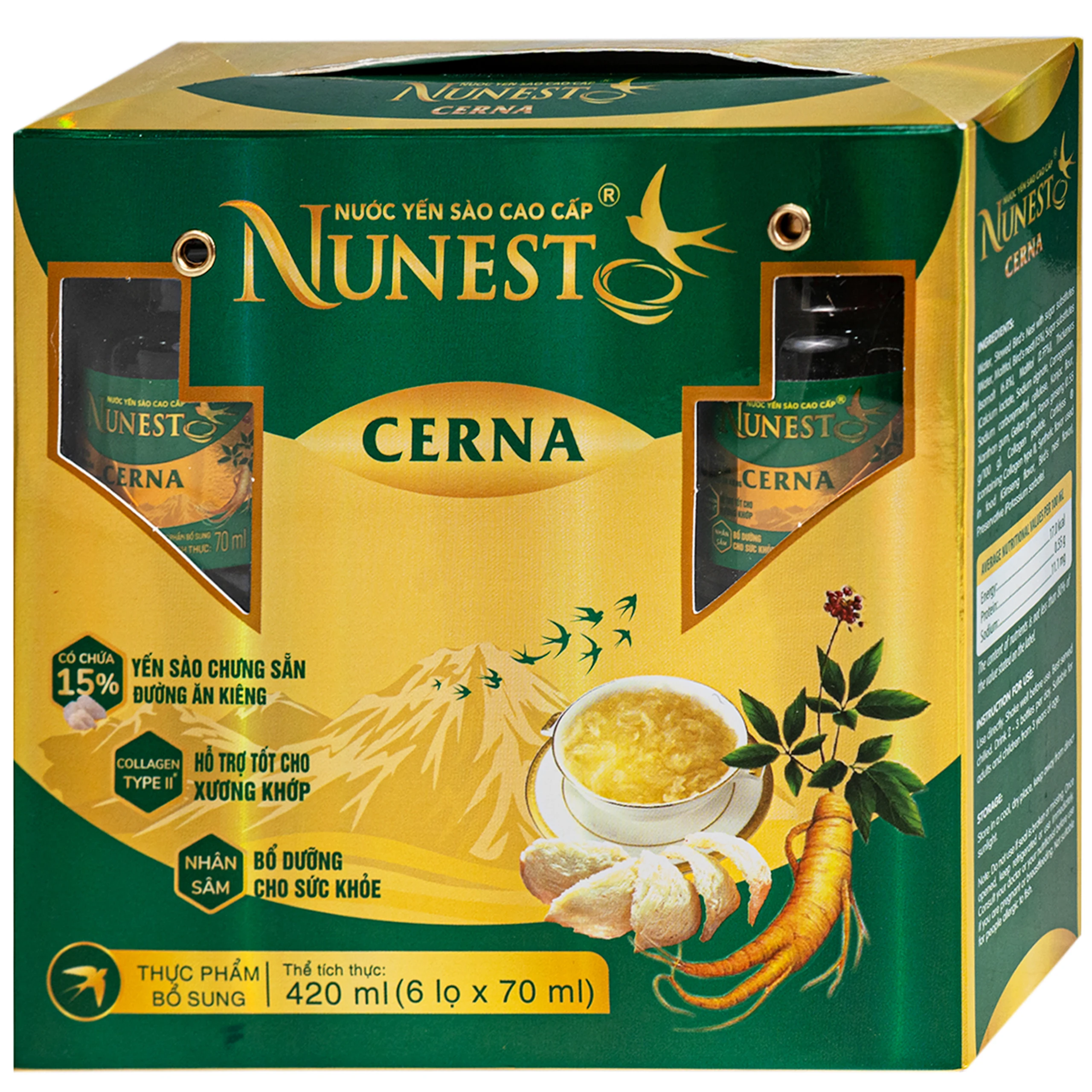Nước Yến Sào Cao Cấp Nunest Cerna Dành Cho Người Tiểu Đường (6 hũ x 70ml) 3