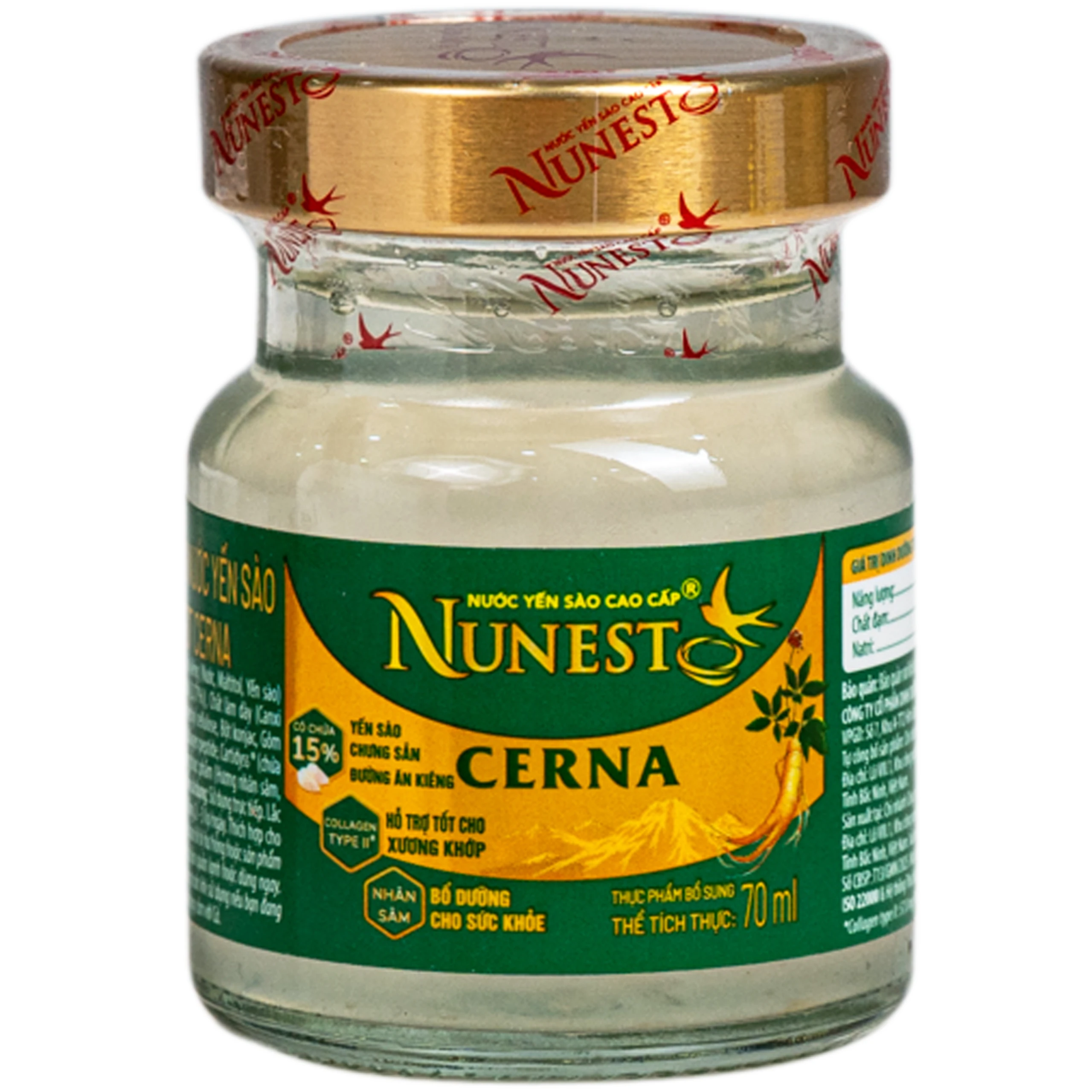 Nước Yến Sào Cao Cấp Nunest Cerna Dành Cho Người Tiểu Đường (6 hũ x 70ml) 2