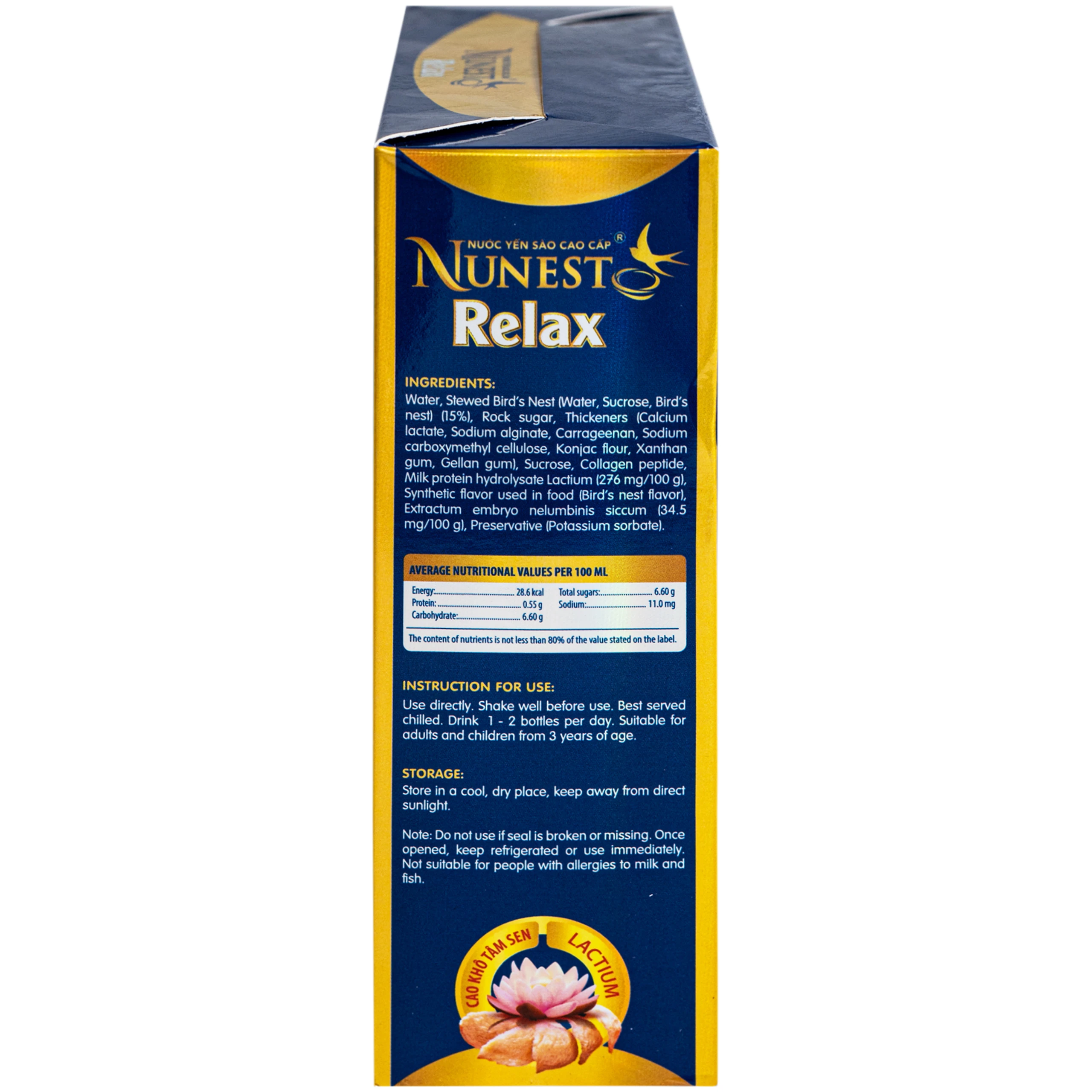 Nước Yến Sào Cao Cấp Nunest Relax - Ngủ Ngon, Giảm Căng Thẳng Mệt Mỏi (6 hũ x 70ml) 6
