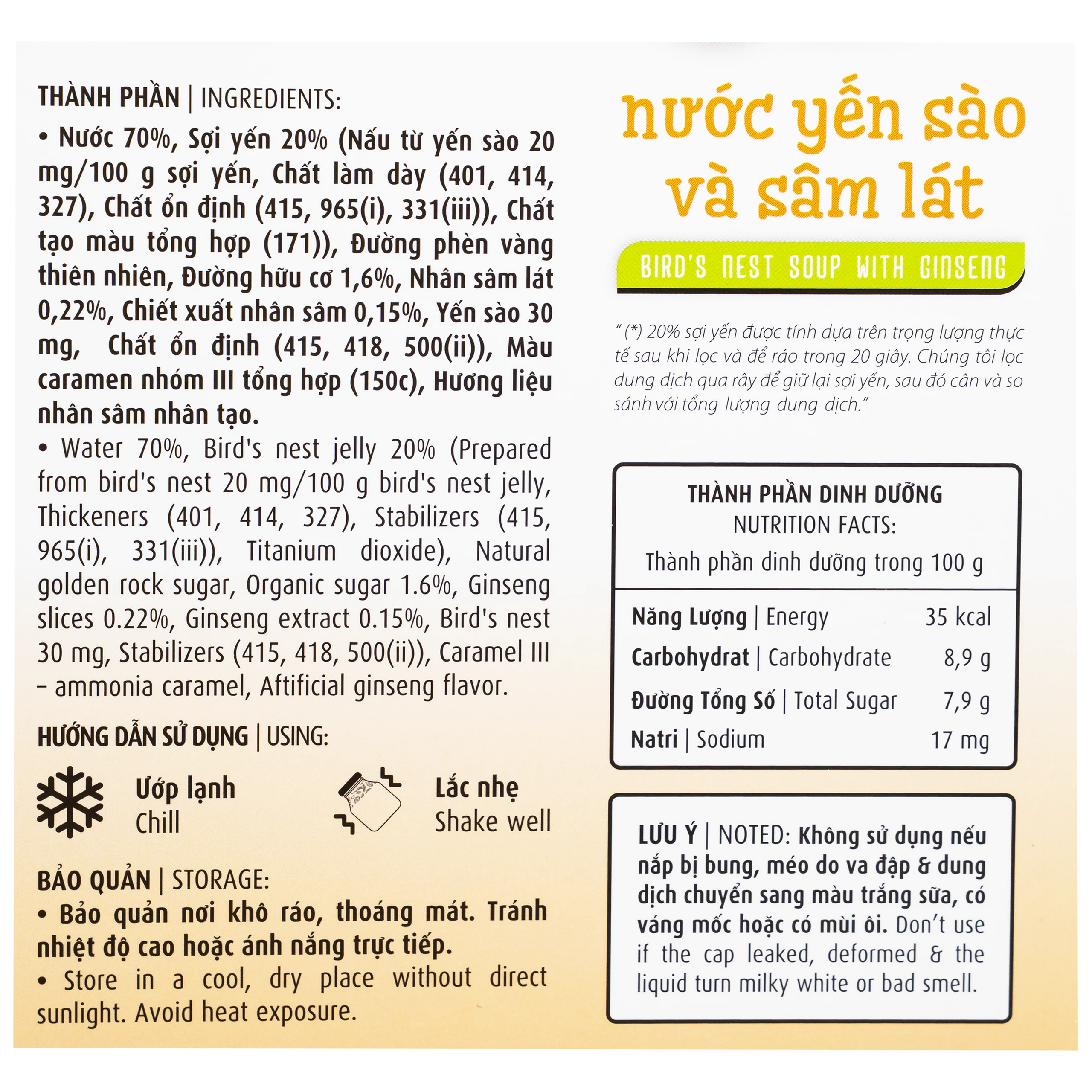 Nước yến sào và sâm lát Green Bird (8 hũ x 72g) 5