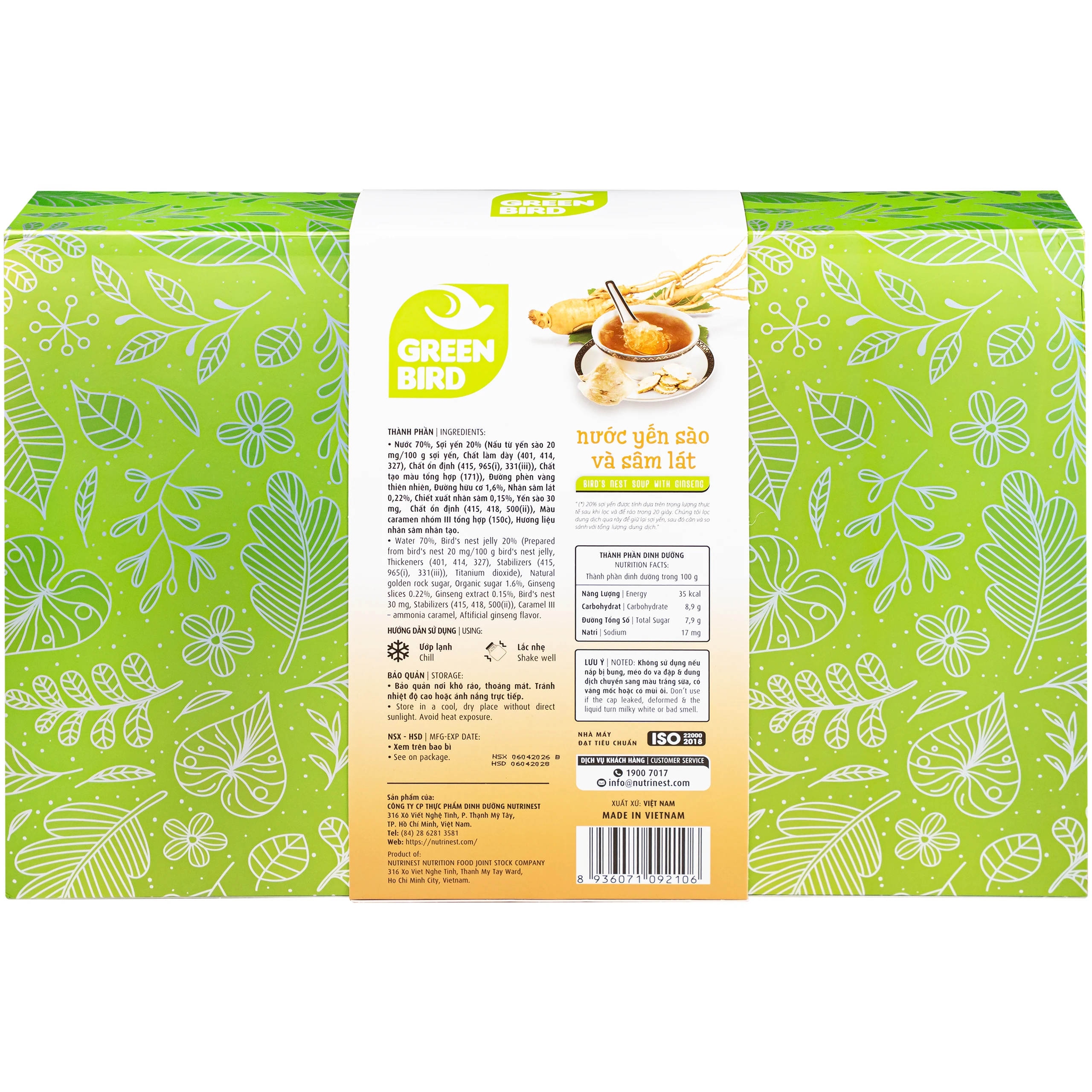 Nước yến sào và sâm lát Green Bird (8 hũ x 72g) 2