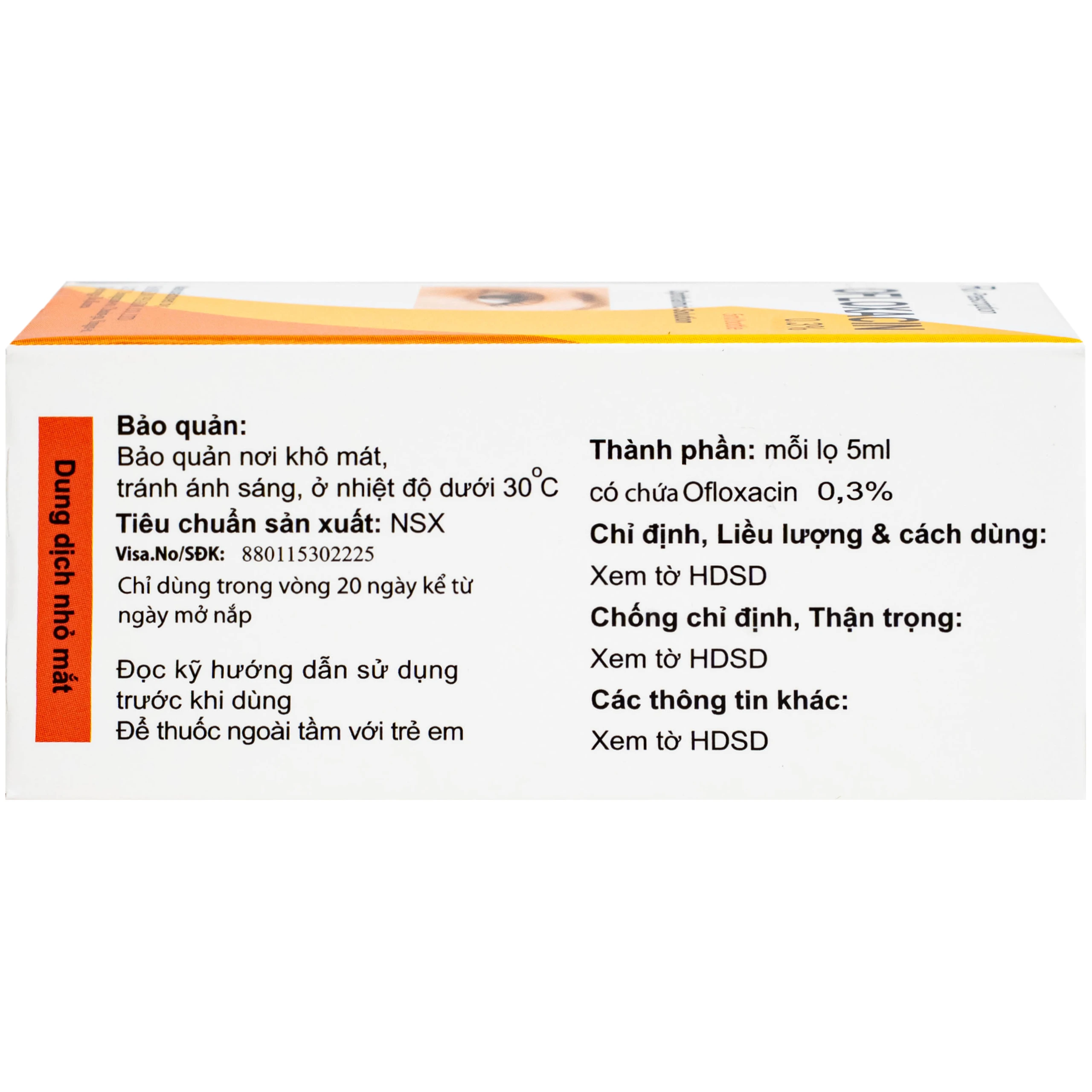 Thuốc nhỏ mắt Ofloxacin 0.3% Hanlim điều trị viêm kết mạc, viêm giác mạc (5ml) 5