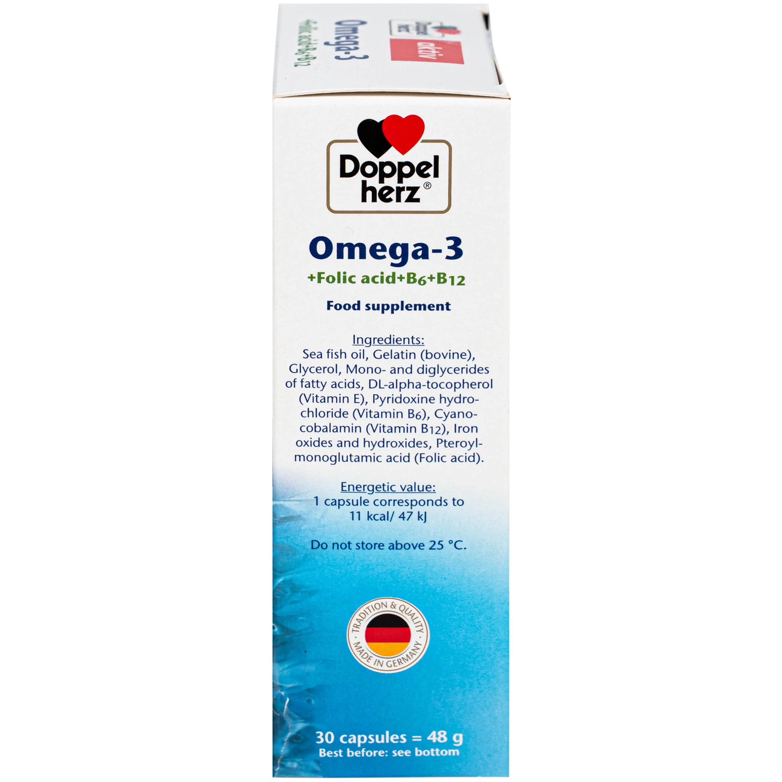 Viên uống hỗ trợ mạch máu khỏe mạnh Omega-3 + Folic acid + B6 + B12 (3 vỉ x 10 viên)