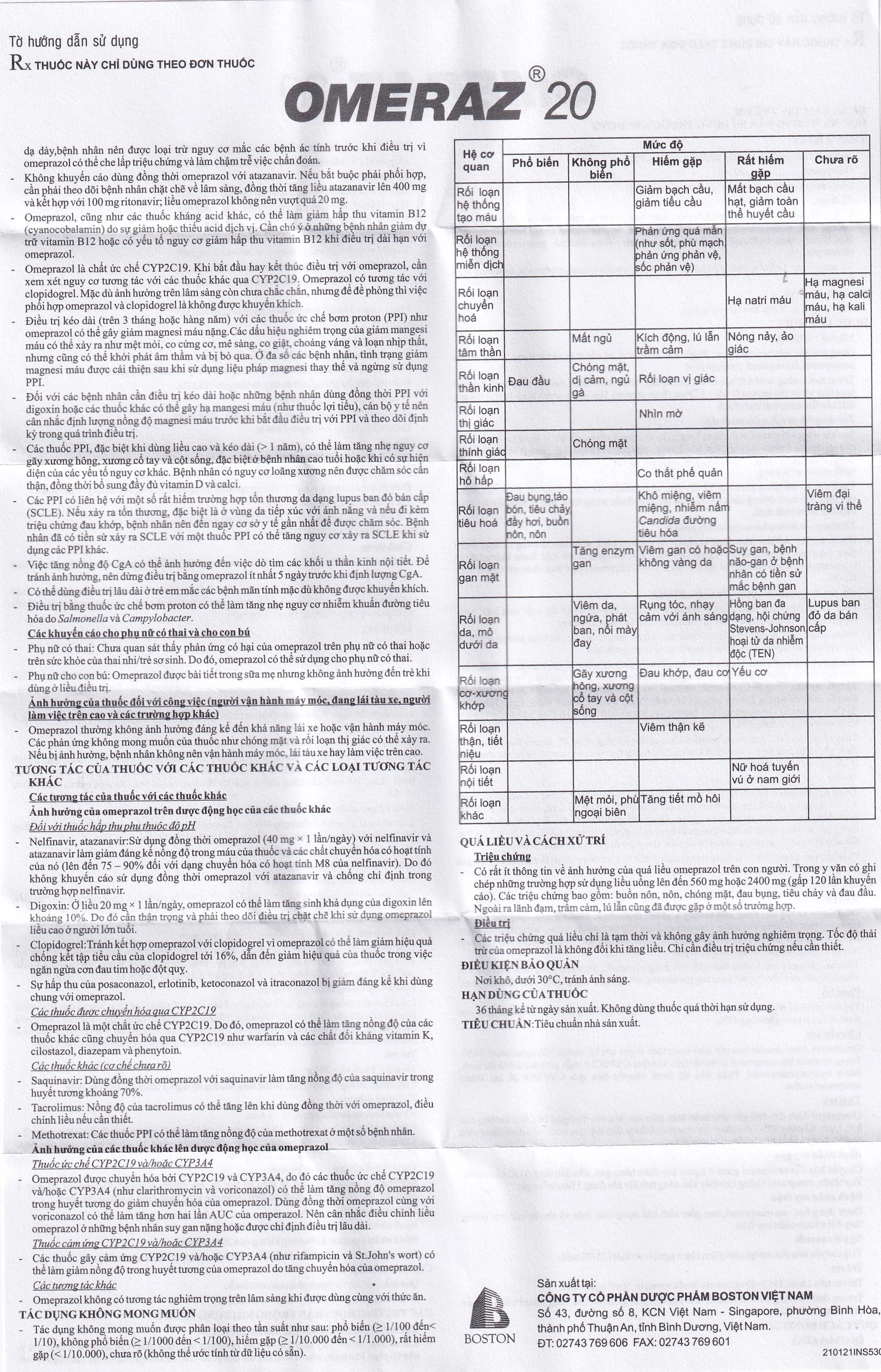 Viên nang Omeraz 20 Boston điều trị và dự phòng tái phát loét dạ dày, tá tràng (5 vỉ x 4 viên) 