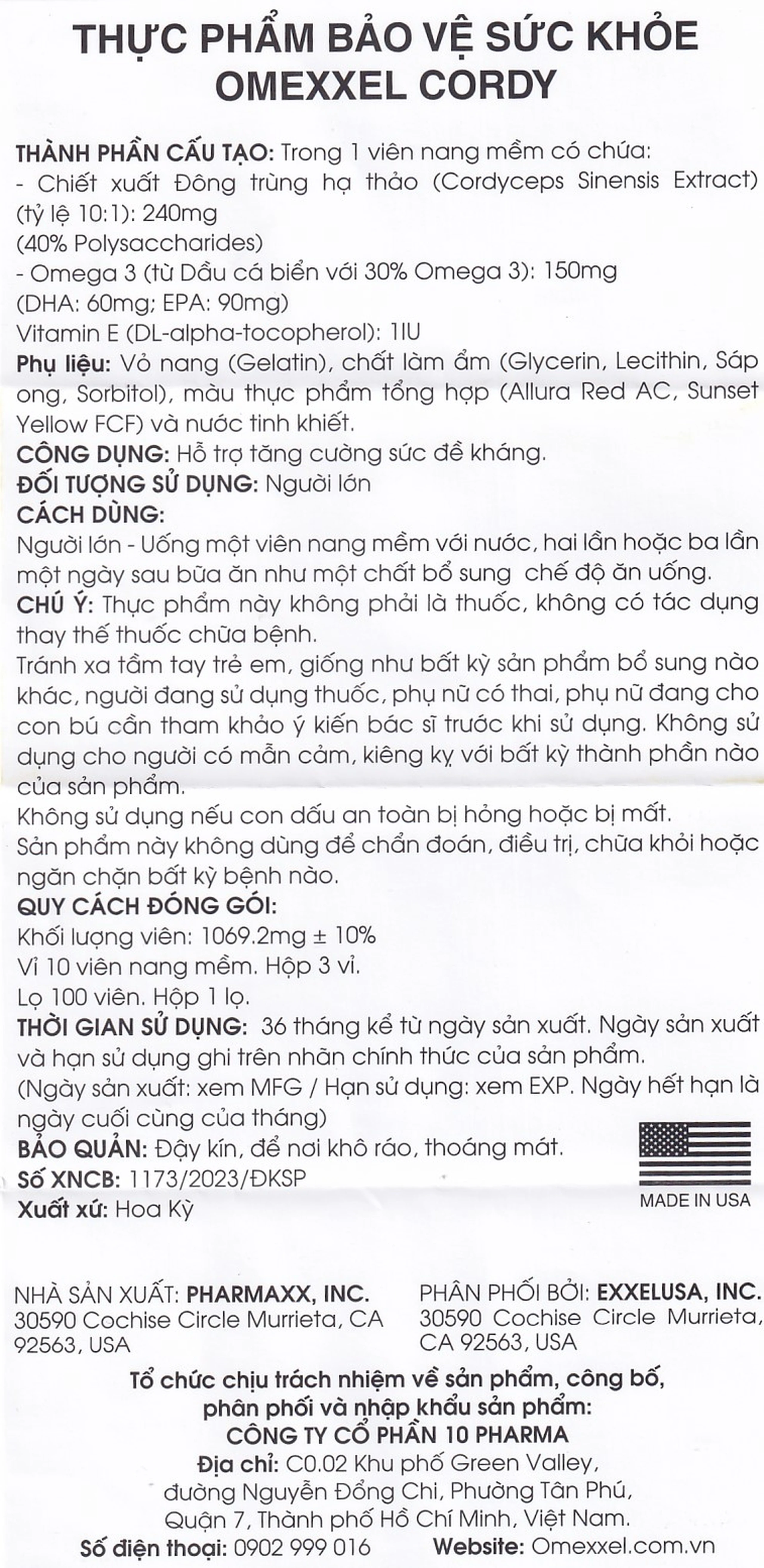 Viên uống hỗ trợ tăng sức đề kháng Omexxel Cordy (3 vỉ x 10 viên)