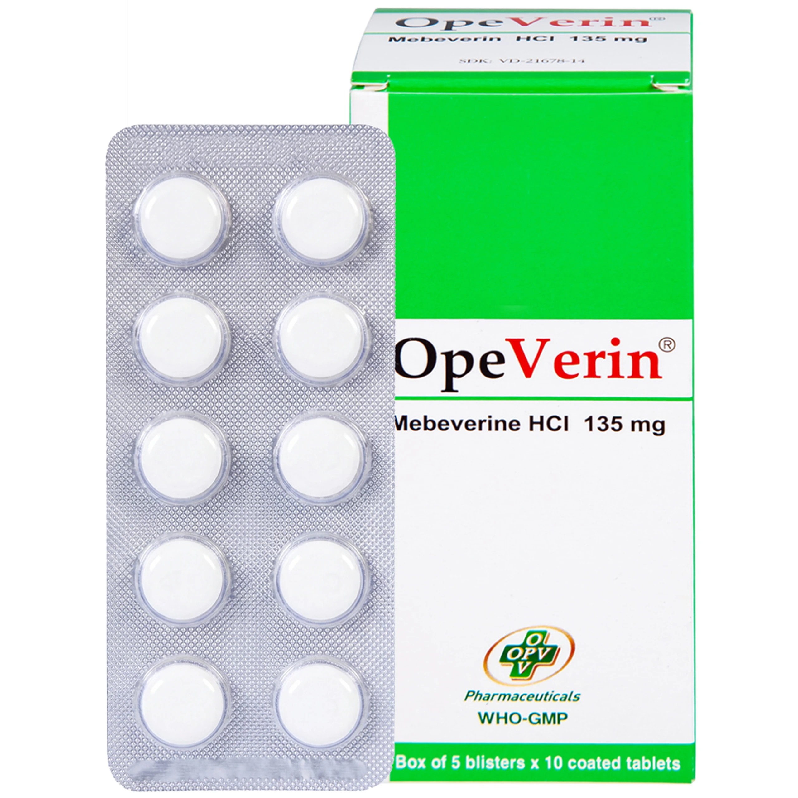 Thuốc OpeVerin 135mg OPV điều trị hội chứng ruột kích thích (5 vỉ x 10 viên) 1