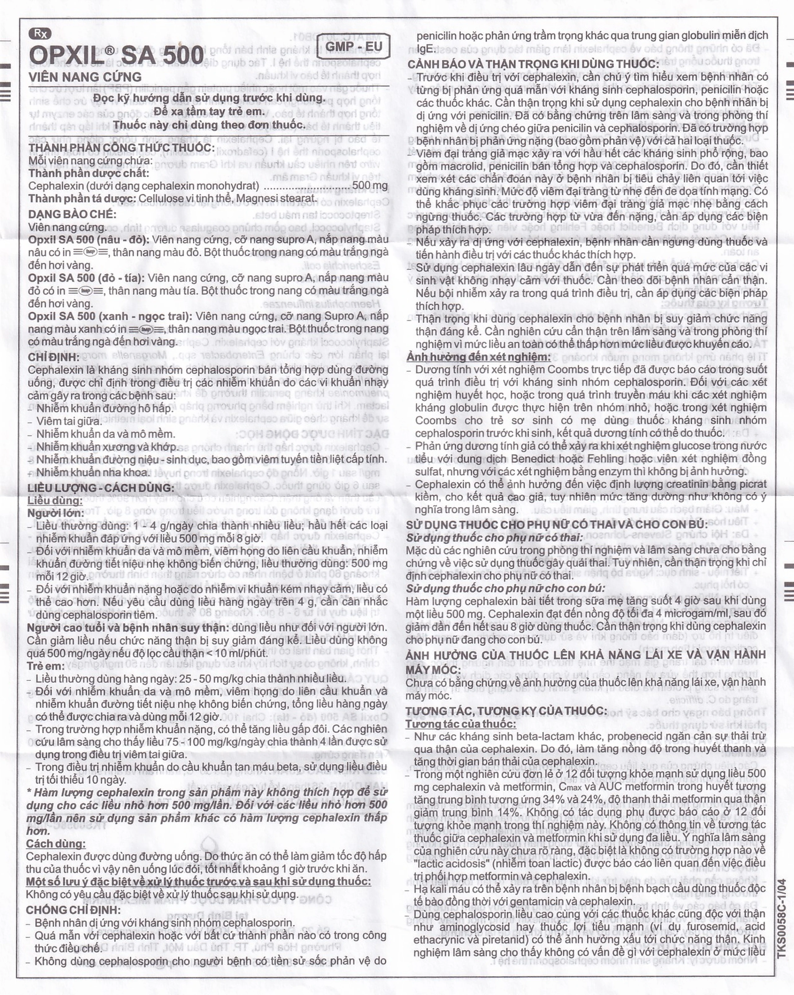 Thuốc OPXIL SA 500 Imexpharm điều trị các nhiễm khuẩn do các vi khuẩn nhạy cảm (10 vỉ x 10 viên)